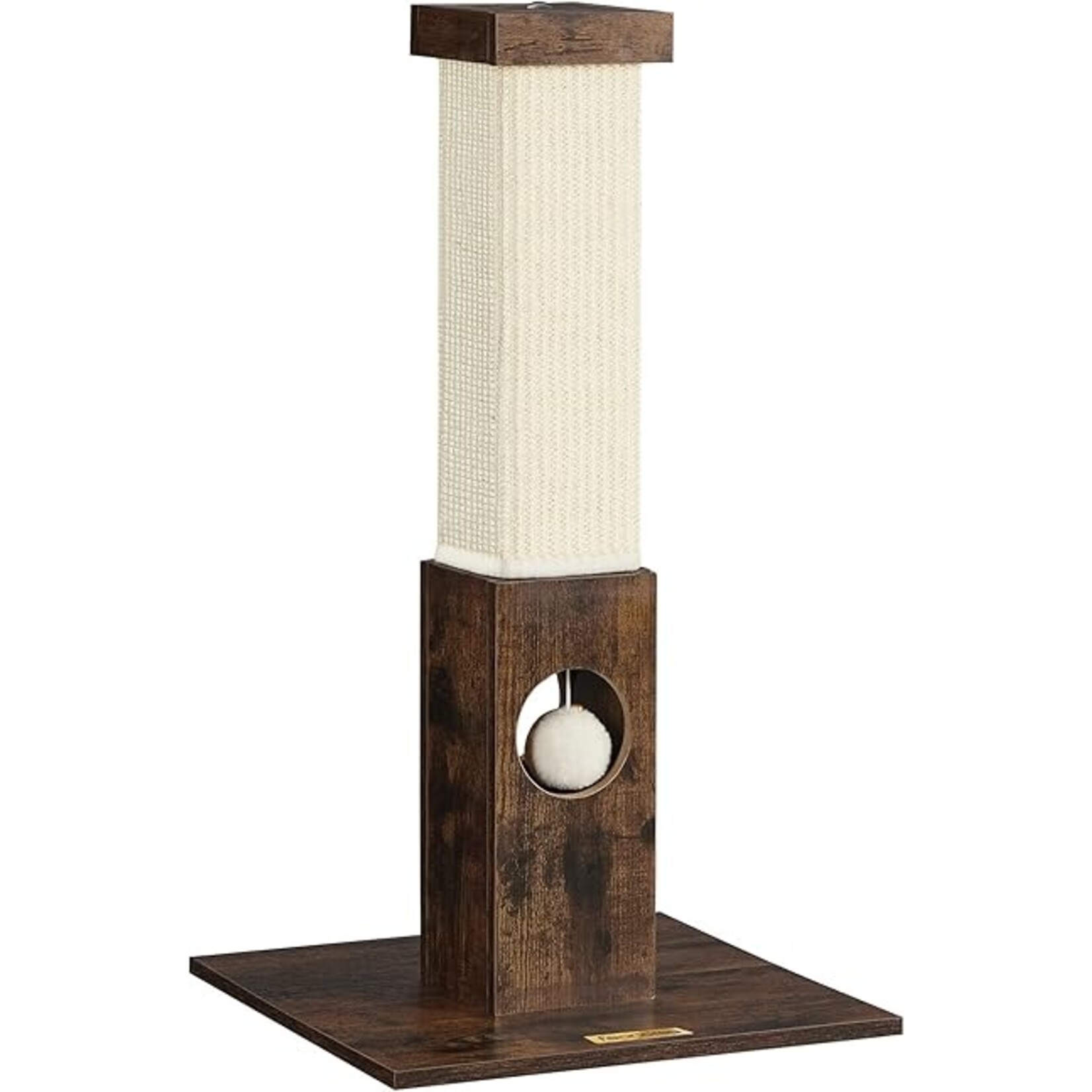 Bobbel Home Bobble Home - Cat Scratching Post, Scratching Post Made of Natural Sisal Rope, Scratching Post with Plush Toy Ball, Scratch Protection for Furniture, 73 cm High, Vintage Brown