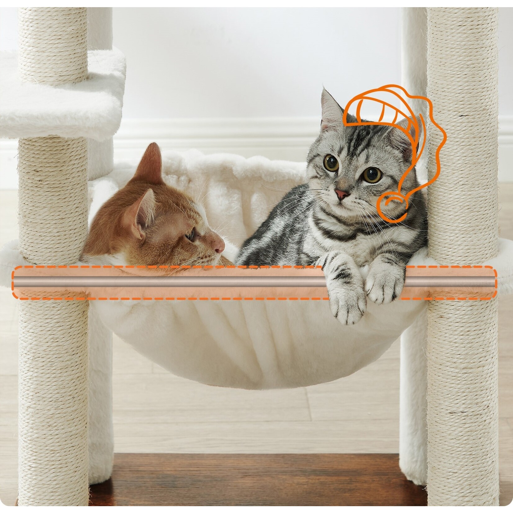 Bobbel Home Bobble Home - Cat Scratching Post, Scratching Post Made of Natural Sisal Rope, Scratching Post with Plush Toy Ball, Scratch Protection for Furniture, 73 cm High, Vintage Brown