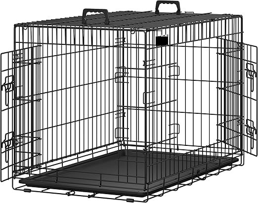 Bobbel Home - Hondenkooi 2 deuren - hondenbox - transportbox opvouwbaar draadkooi - katten, konijnen, gevogelte kooi - zwart XL 91 x 64 x 58 cm