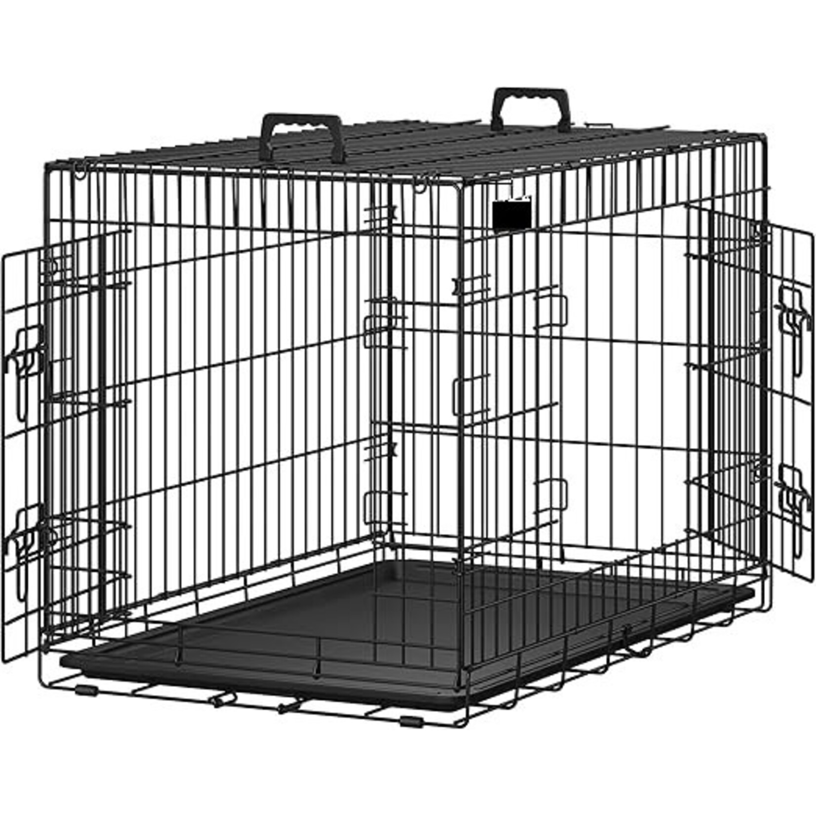 Bobbel Home Bobbel Home - Hondenkooi 2 deuren - hondenbox - transportbox opvouwbaar draadkooi - katten, konijnen, gevogelte kooi - zwart 107 x 70 x 77,5 cm