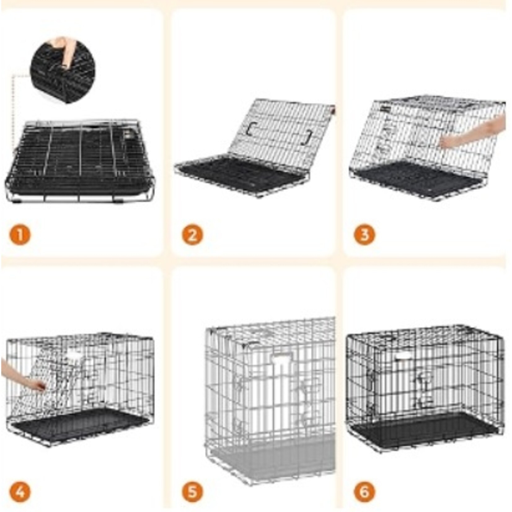 Bobbel Home Bobbel Home - Dog cage 2 doors - dog crate - transport box folding wire cage - cat, rabbit, poultry cage - black XL 91 x 64 x 58 cm