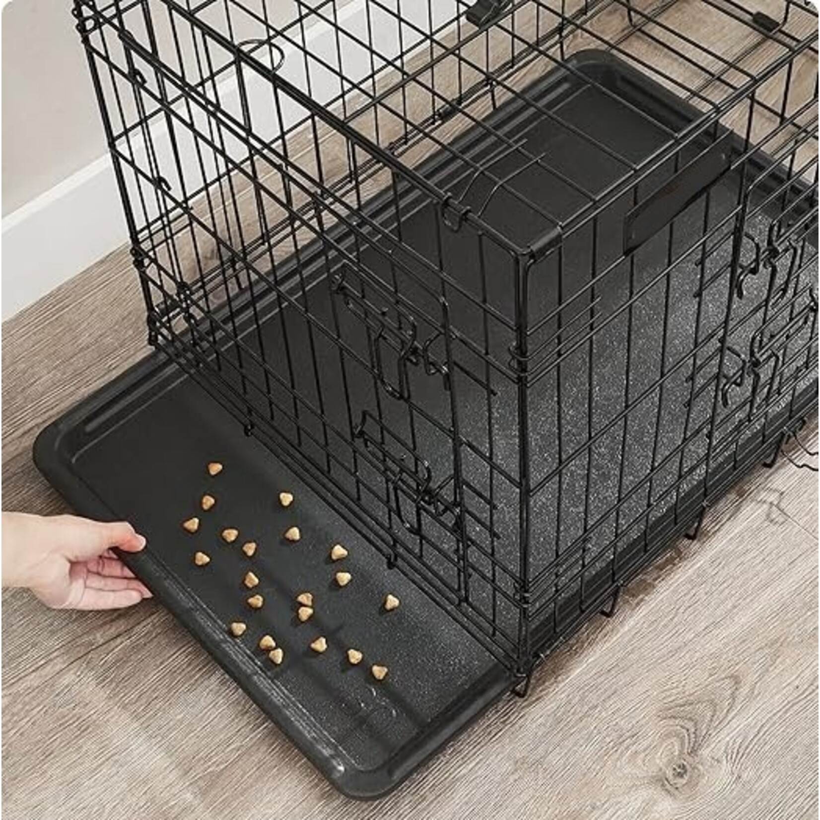 Bobbel Home Bobble Home - Dog cage 2 doors - dog crate - transport crate folding wire cage - cat, rabbit, poultry cage - black 122 x 74,5 x 80,5 cm