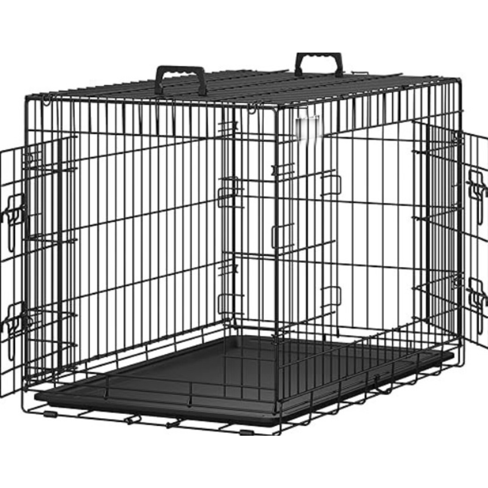 Bobbel Home Bobbel Home - Hondenkooi 2 deuren - hondenbox - transportbox opvouwbaar draadkooi - katten, konijnen, gevogelte kooi - zwart 122 x 74,5 x 80,5 cm