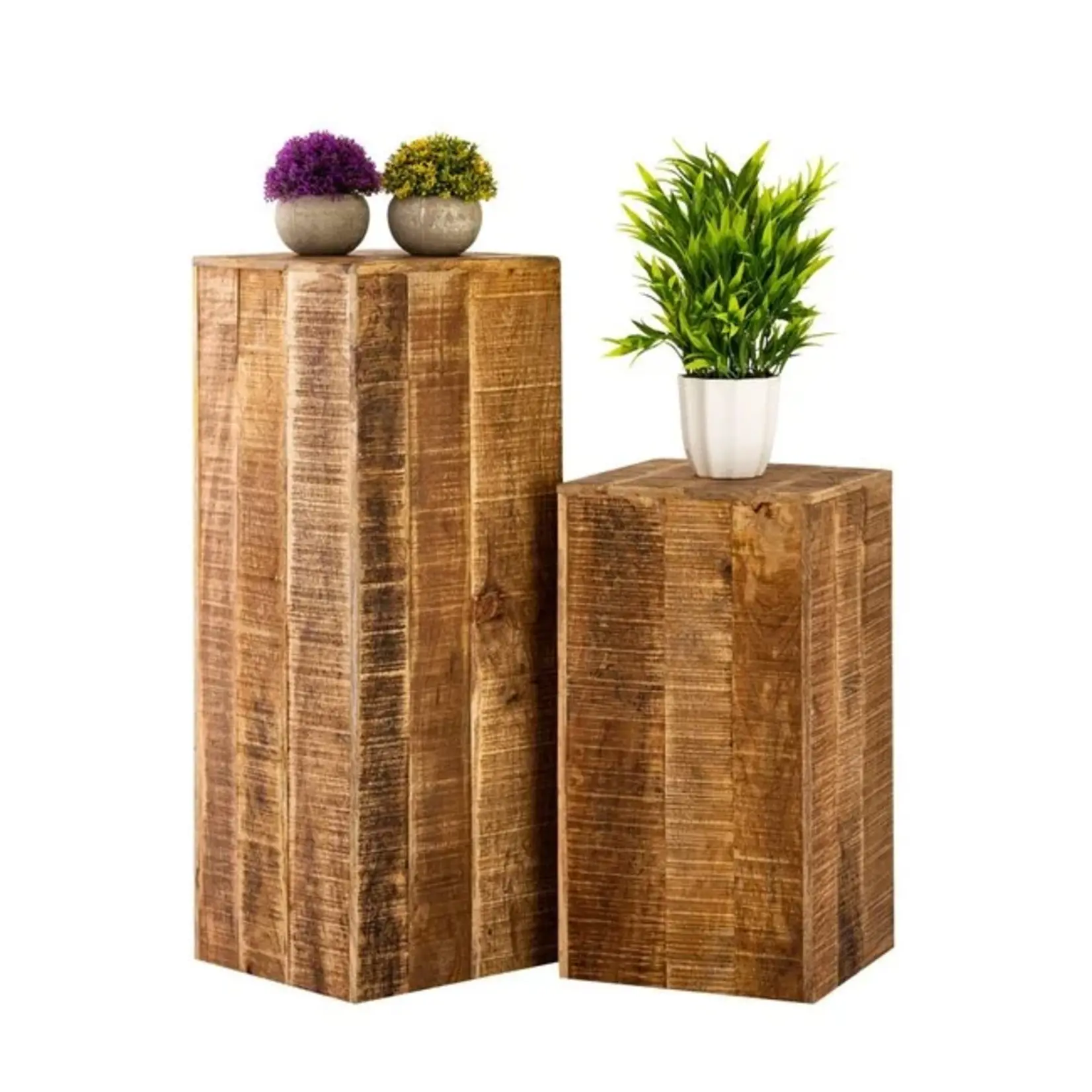 Bobbel Home Bobbel Home -Square column of solid mango wood 27 x 27 x 50 cm