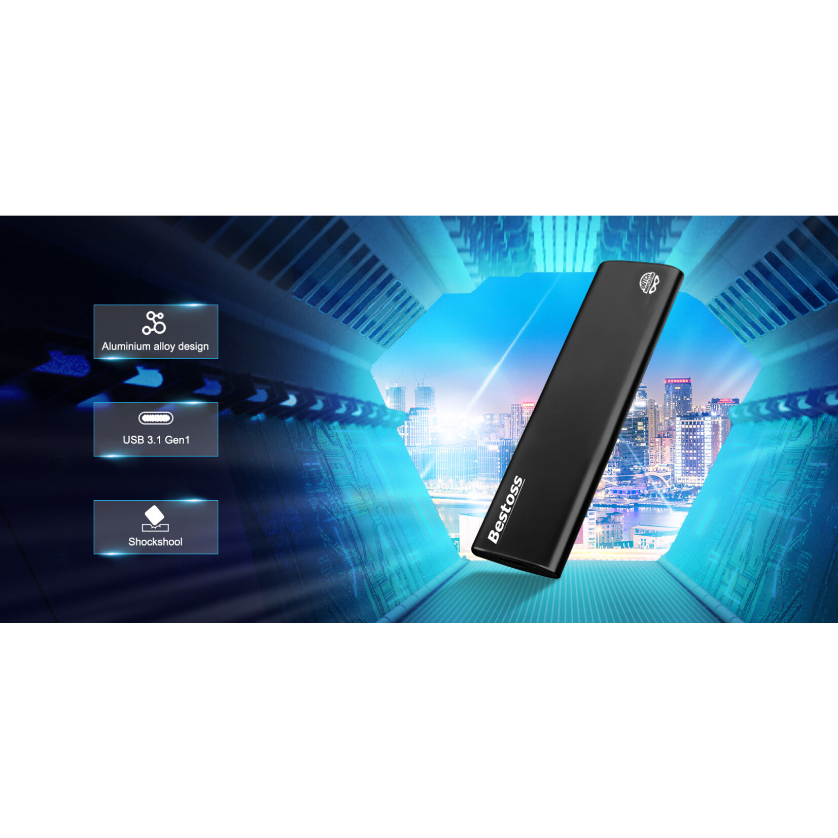 Dutch Wanted Dutch Wanted Bestoss Gen 2 Portable SSD External Hard Drive - Fast writing speed of 450mb p/s - 512GB of Solid State Storage - Plug and play - Portable storage - Storage external PC or laptop - USB 3.2 - Hard drive expansion