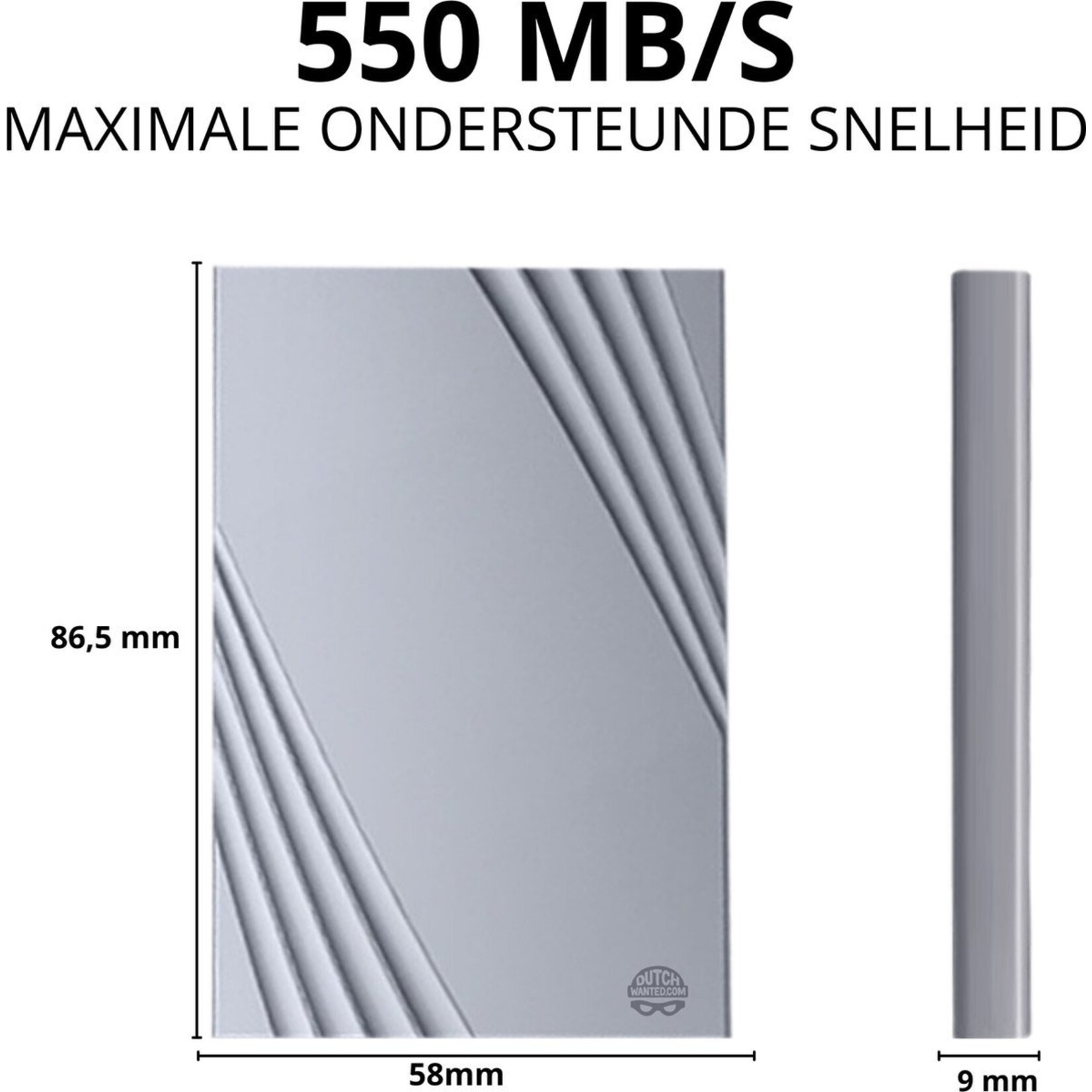 Dutch Wanted Dutch Wanted Ultra Glance Draagbare SSD Externe Harde Schijf - Snelle writing speed van 550mb p/s - aan Solide State Opslag - Plug and play - Portable storage - Opslag extern pc of laptop - USB 3.2 - Harde schijf expansion