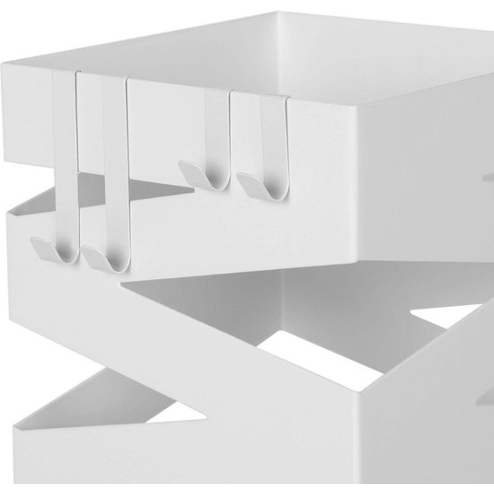 Bobbel Home Bobbel Home - parapluhouder, metaal, parapluhouder, vierkant, 4 haken en een afneembare wateropvangbak, 15,5 x 15,5 x 49 cm, wit