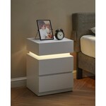 Bobbel Home Bobbel Home - Nachtkastje met ledverlichting, bijzettafel, verstelbare kleuren, sofatafel, 3 laden, nachtkastje voor slaapkamer, modern, 35 x 40 x 55 cm, wit