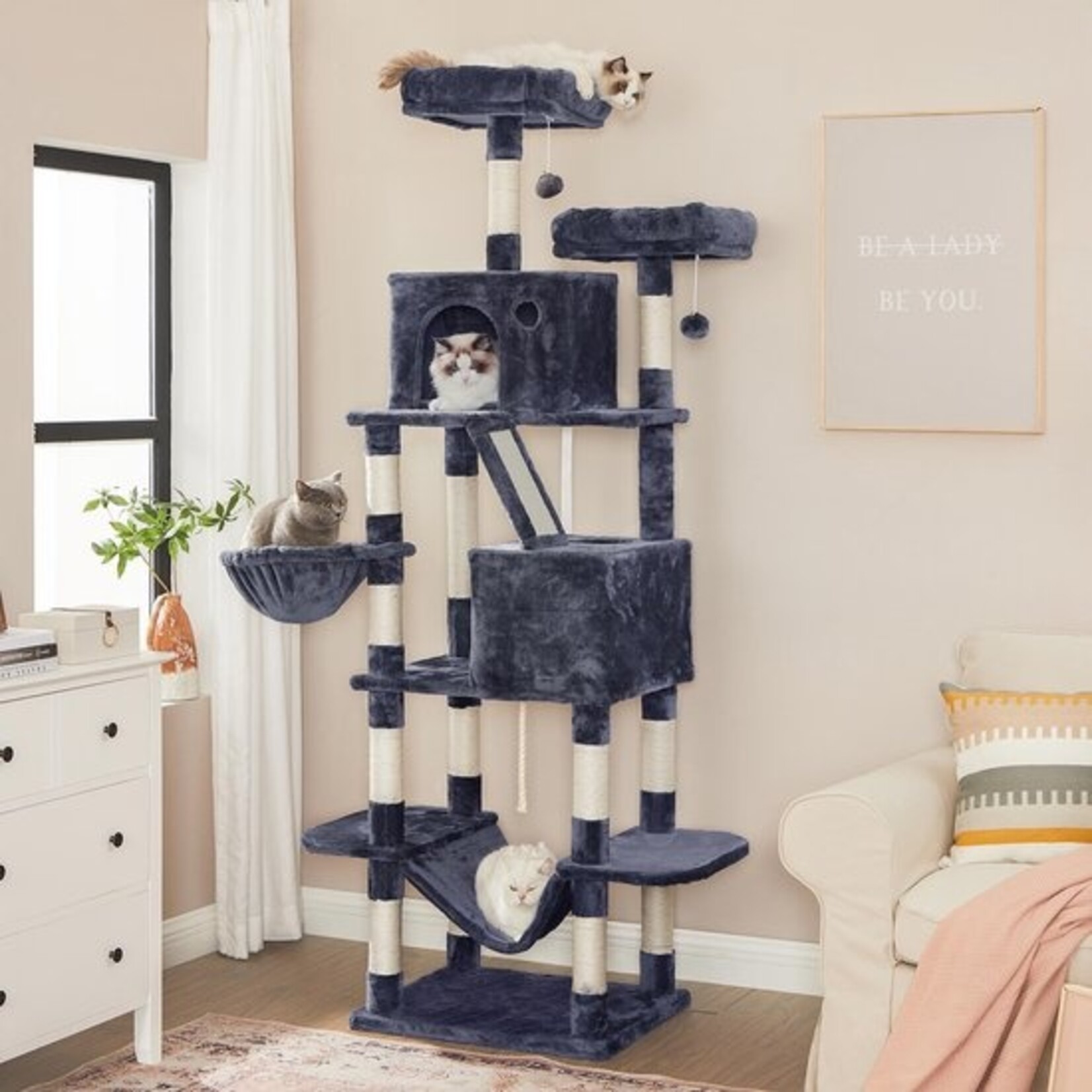 Bobbel Home Bobble Home - Scratch Post, tall, XL Cat Tree, 206 cm, smoke gray