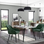 Parya Home eetkamerstoel, fauteuil, gestoffeerde stoel met armleuningen, metalen poten, fluwelen bekleding, zitbreedte 49 cm, max. 110 kg, voor studeerkamer, woonkamer, slaapkamer, groen