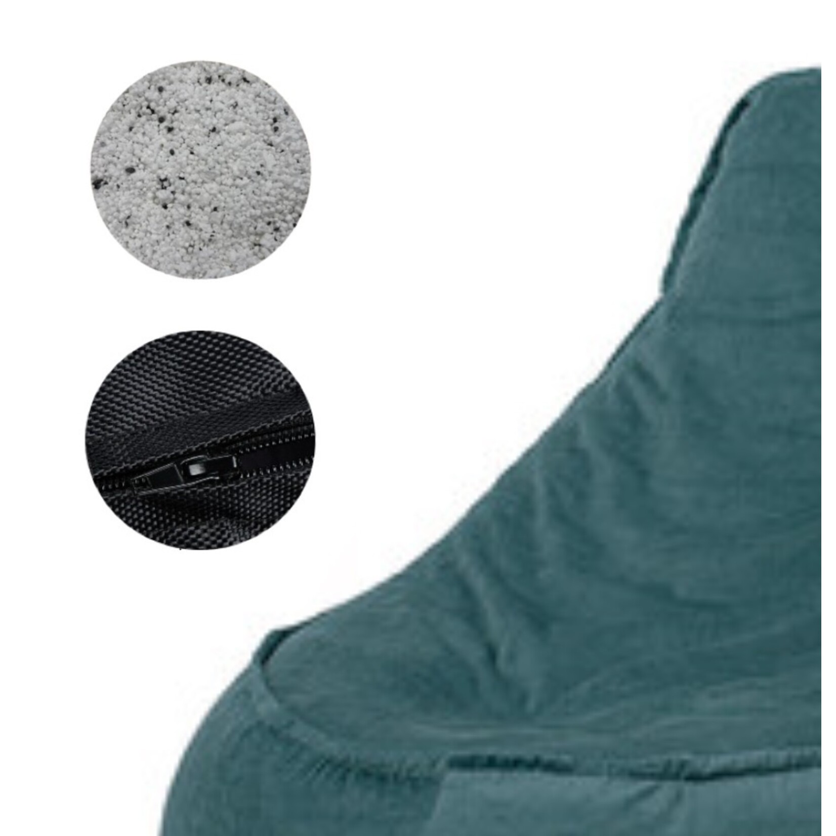 Bobbel Home Bobbel Home - Seat Bag Chair Shape - Santiago - Rib Fabric - Seat Chair - Junior - 100 liters - Curduroy - For Indoor - Petrol