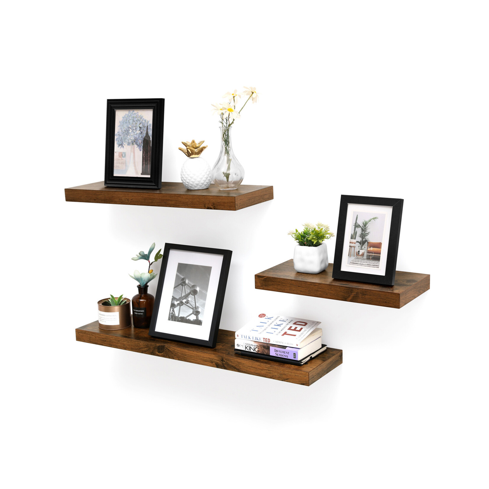 Bobbel Home Bobble Home - Wall Shelf - Floating - Bookshelf - Industrial - 80x20x3.8cm - Vintage Brown