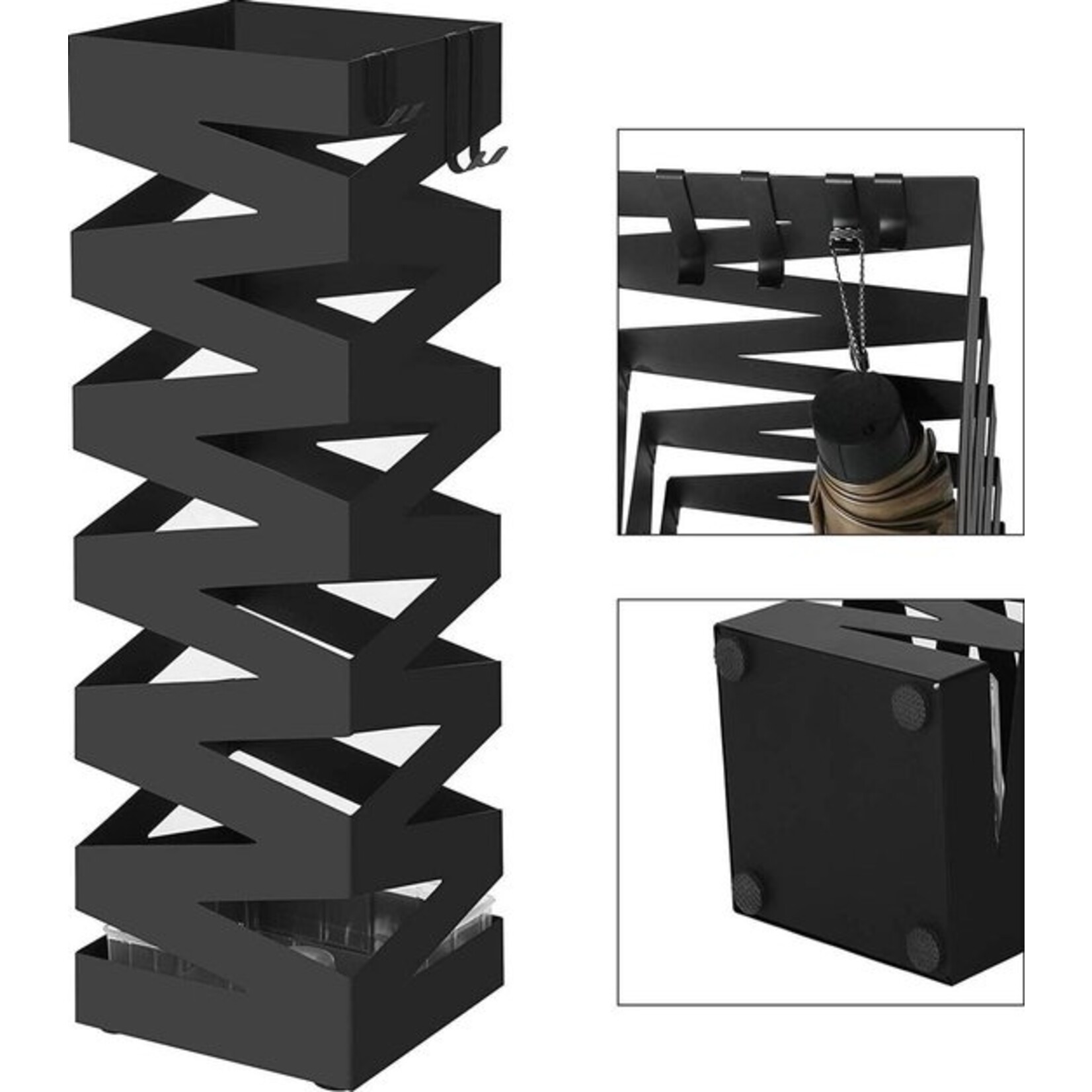 Bobbel Home Bobbel Home - Paraplubak Water opvangbak en haak 49 cm Zwart