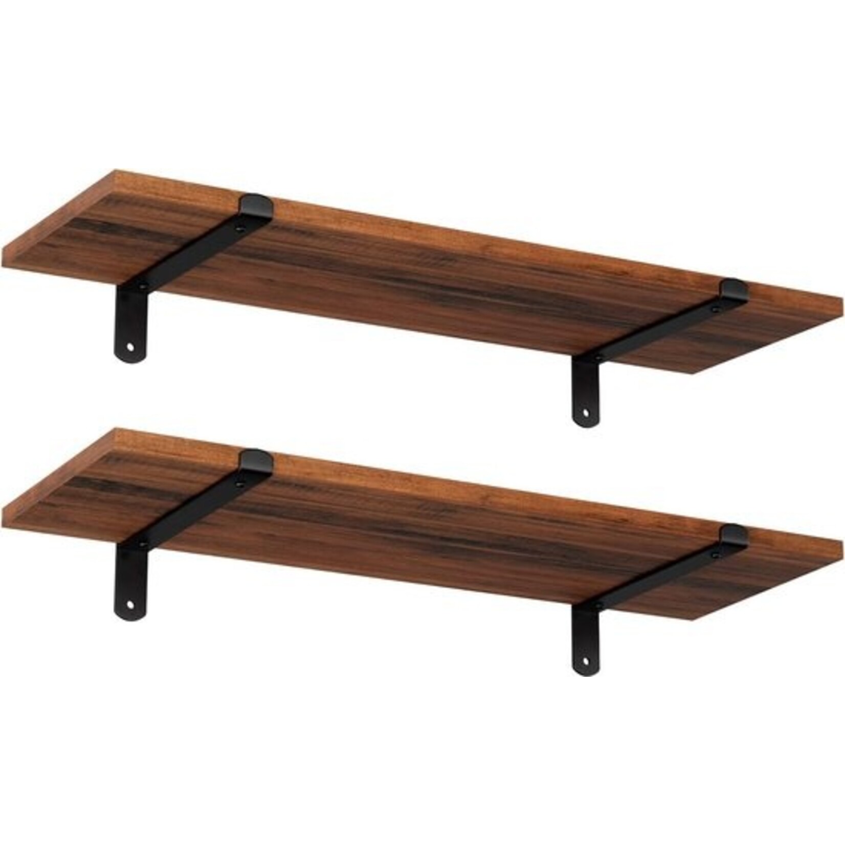 Bobbel Home Bobbel Home - set van 2, 60 x 20 x 7 cm, zwevende plank, vintage, houtlook, belastbaar tot 15 kg, bruin-zwart