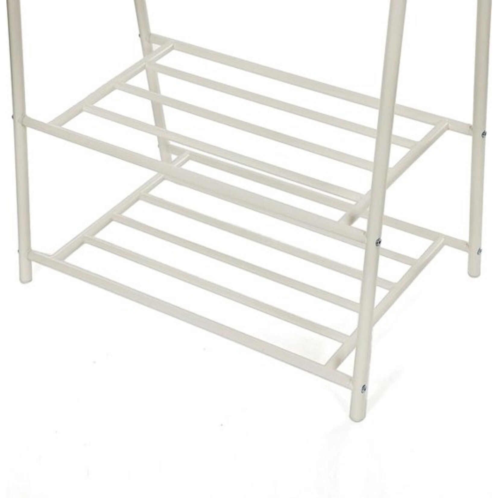 Bobbel Home Bobbel Home - Kledingrek Kapstok met 2 Schoenplanken Metalen Frame Ruimtebesparend Wit