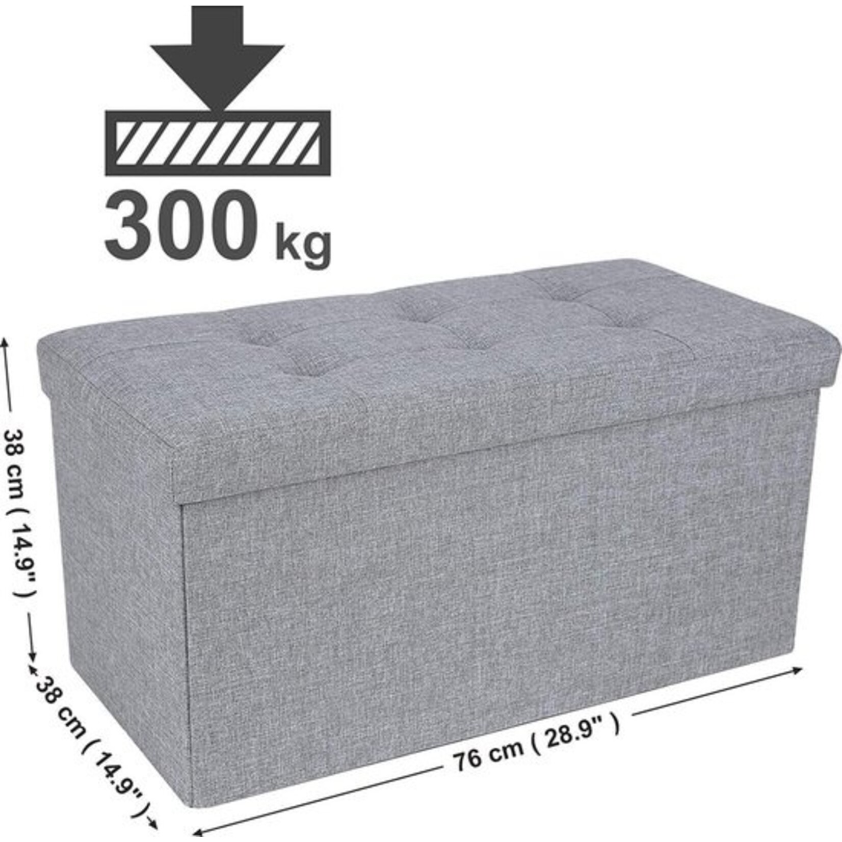 Bobbel Home Bobble Home - bench with storage, seat chest, ottoman, storage box, 80 L, 76 x 38 x 38 cm, light gray