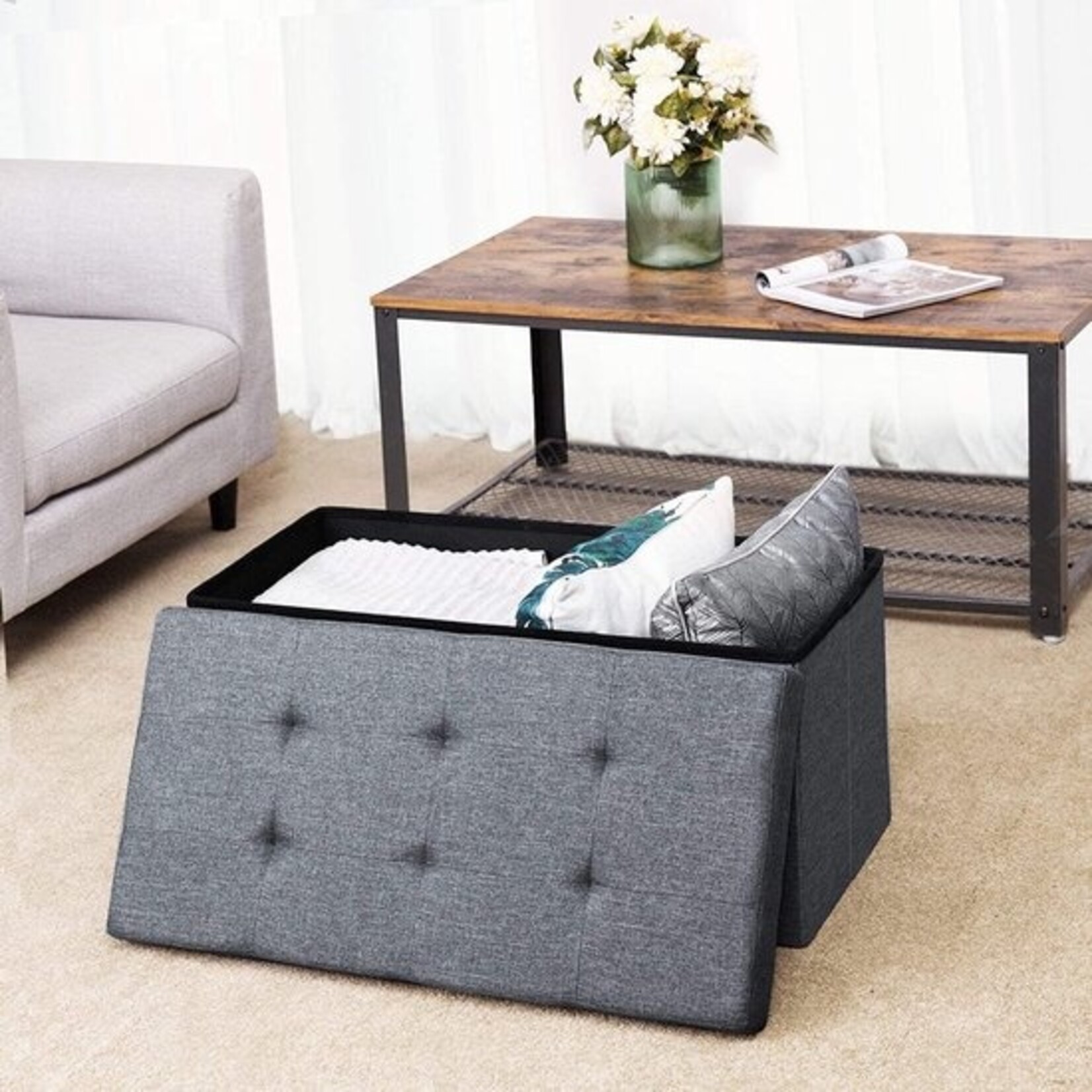 Bobbel Home Bobble Home - bench with storage, seat chest, ottoman, storage box, 80 L, 76 x 38 x 38 cm, gray