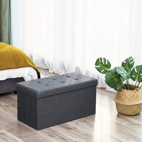 Bobbel Home - bank met opbergruimte, zitkist, voetenbank, opbergbox, 80 L, 76 x 38 x 38 cm, grijs