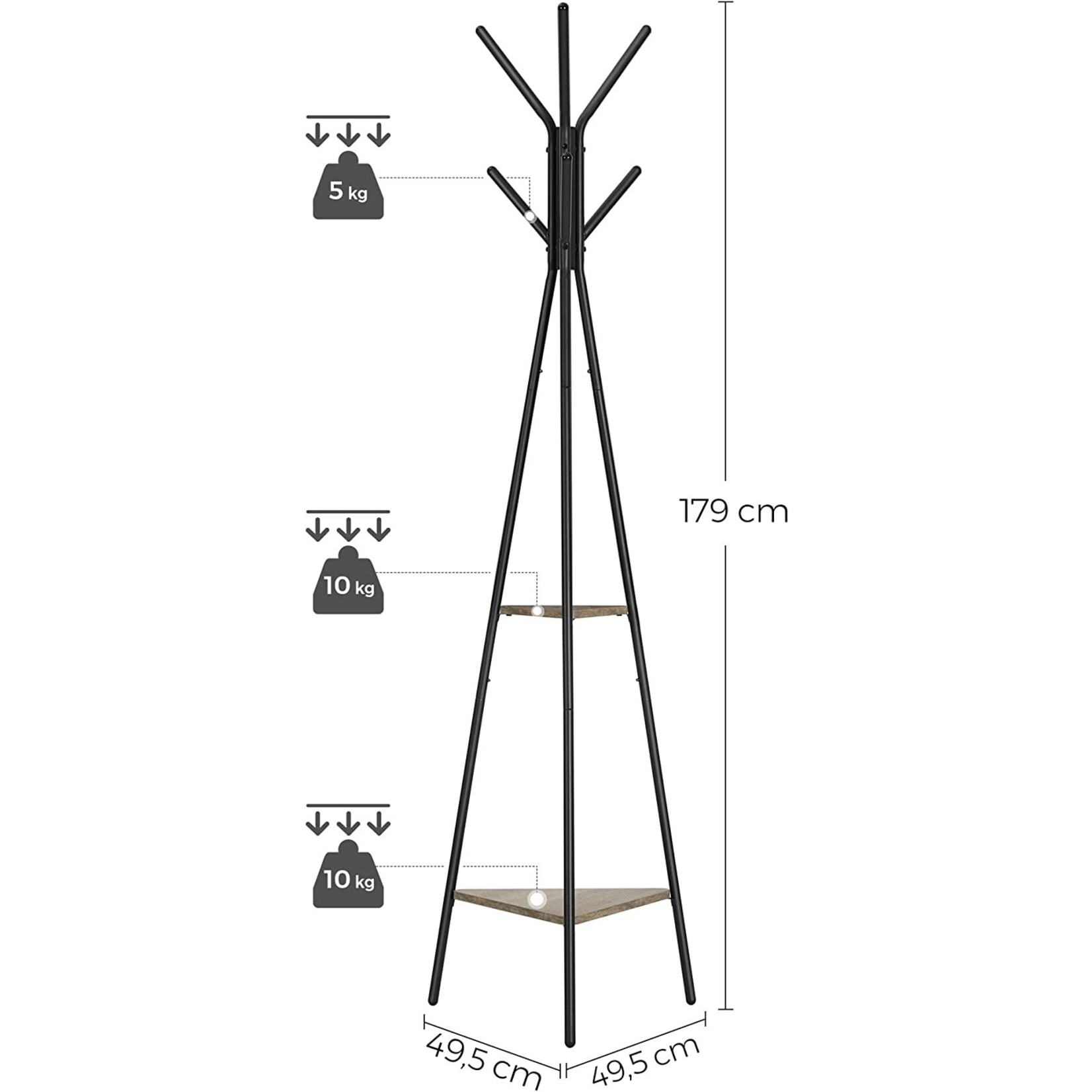Parya Home kapstok - 2 planken - grijs/zwart