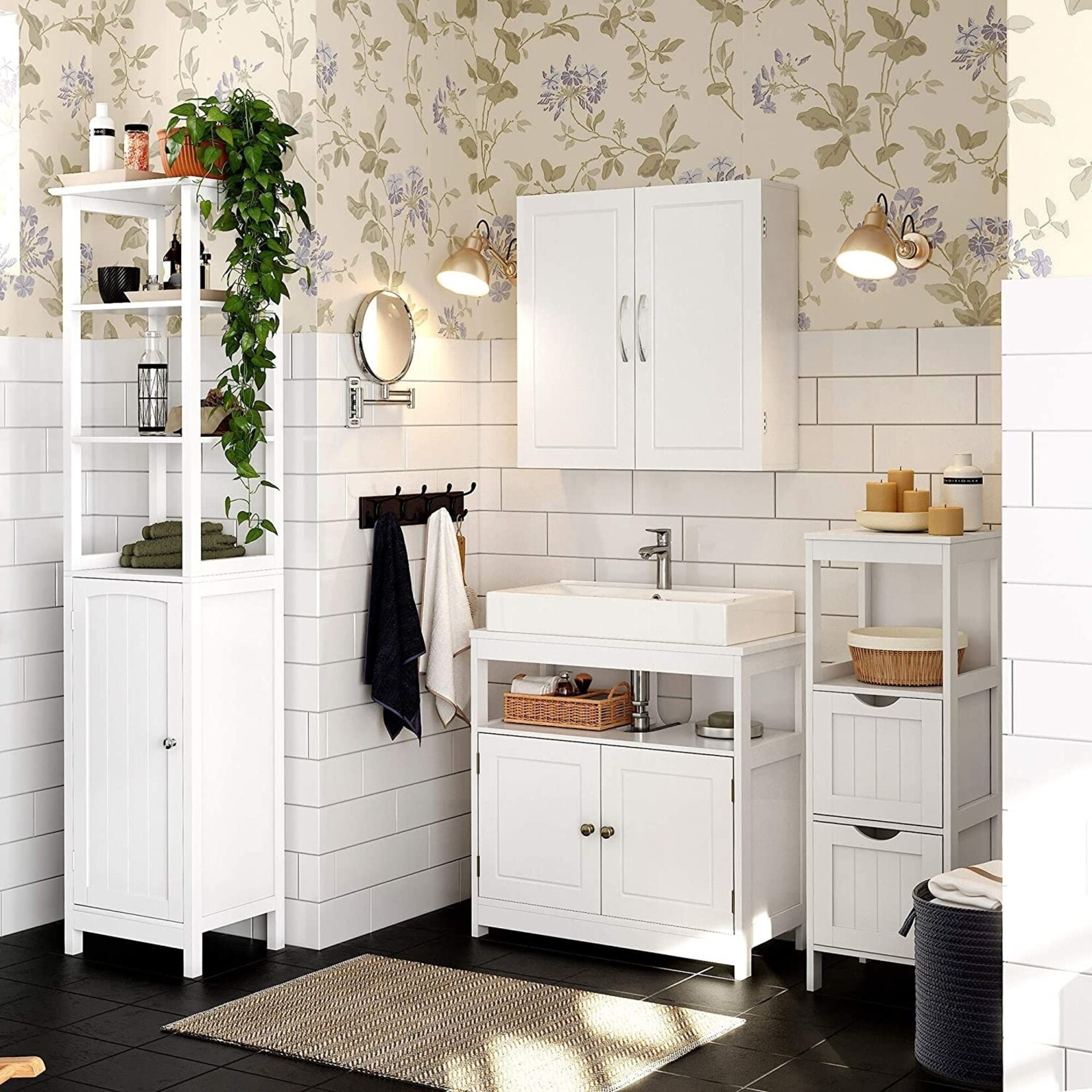 Parya Home Parya Home - Bathroom cabinet - Wall cabinet - 2 Doors - Adjustable shelves - Wood - White