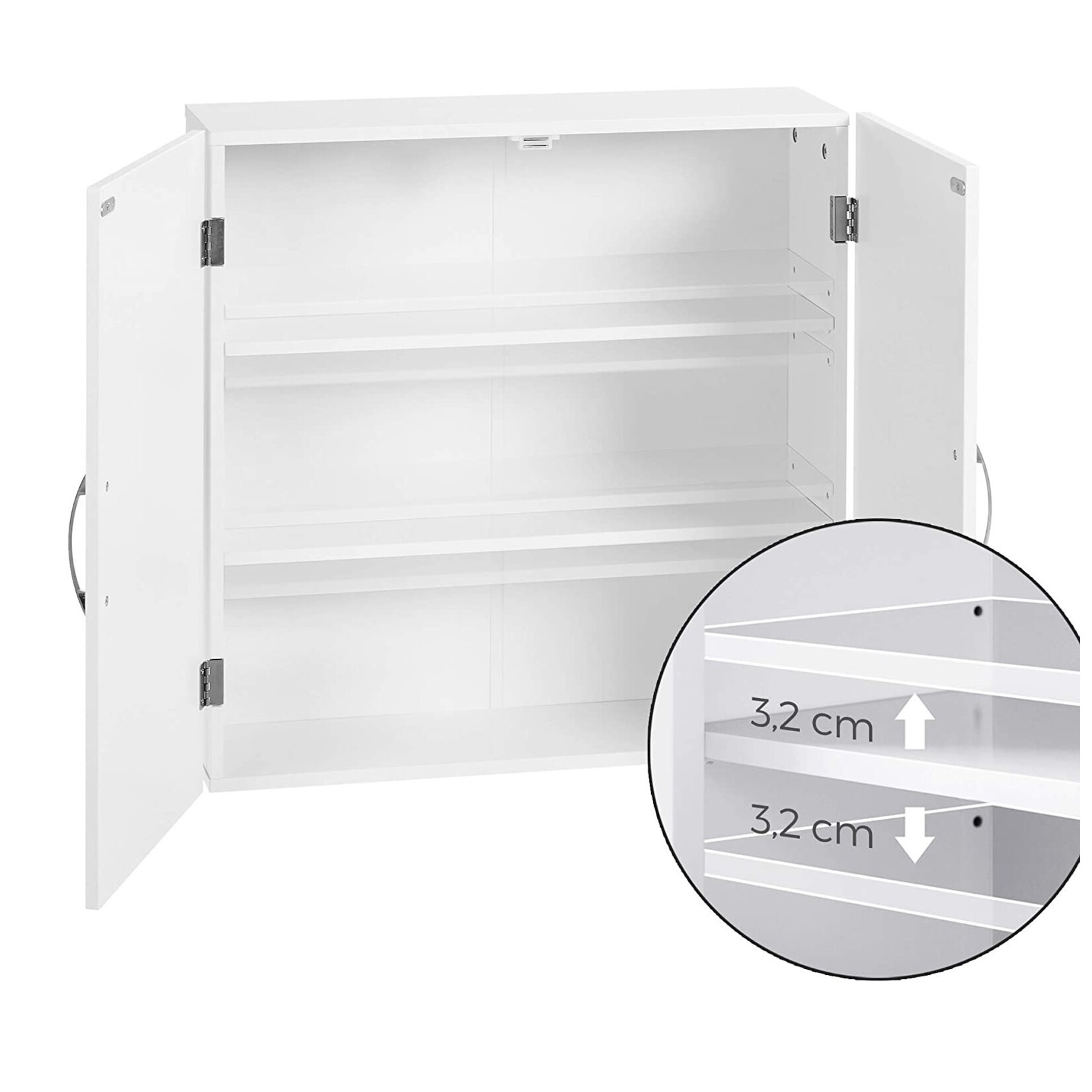 Parya Home Parya Home - Bathroom cabinet - Wall cabinet - 2 Doors - Adjustable shelves - Wood - White