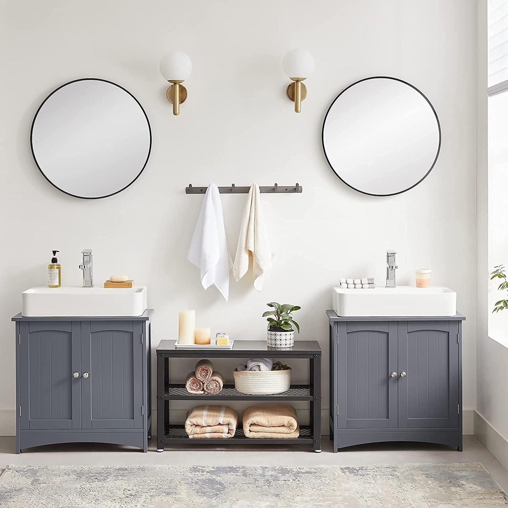 Parya Home Parya Home - Bathroom cabinet - Vanity unit - 2 Doors - Wood - Grey