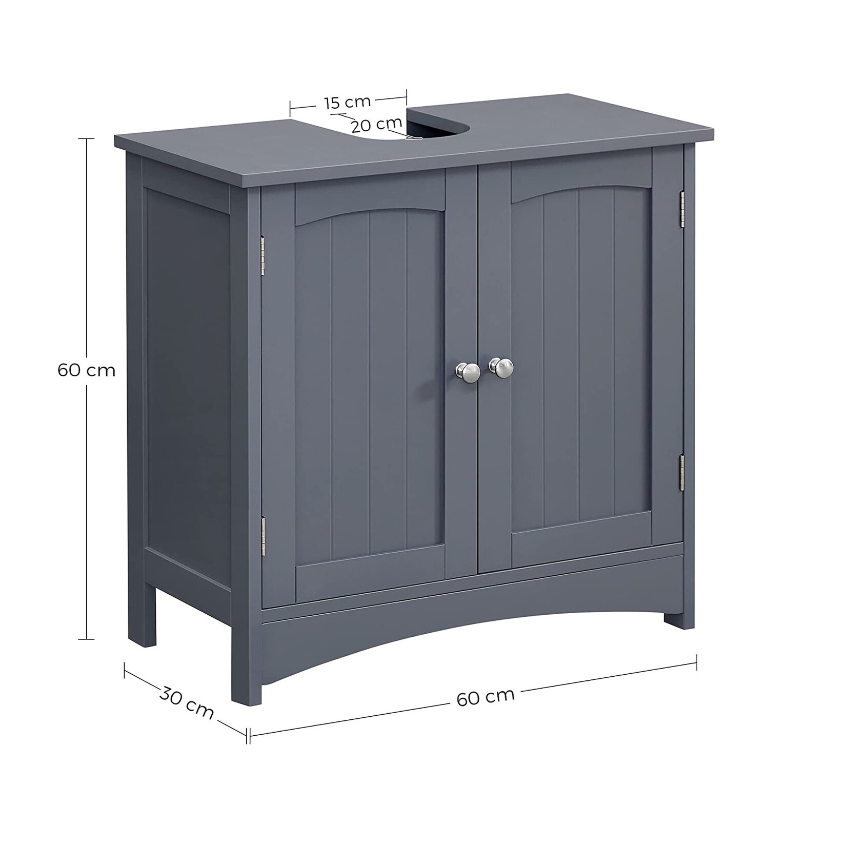Parya Home Parya Home - Bathroom cabinet - Vanity unit - 2 Doors - Wood - Grey