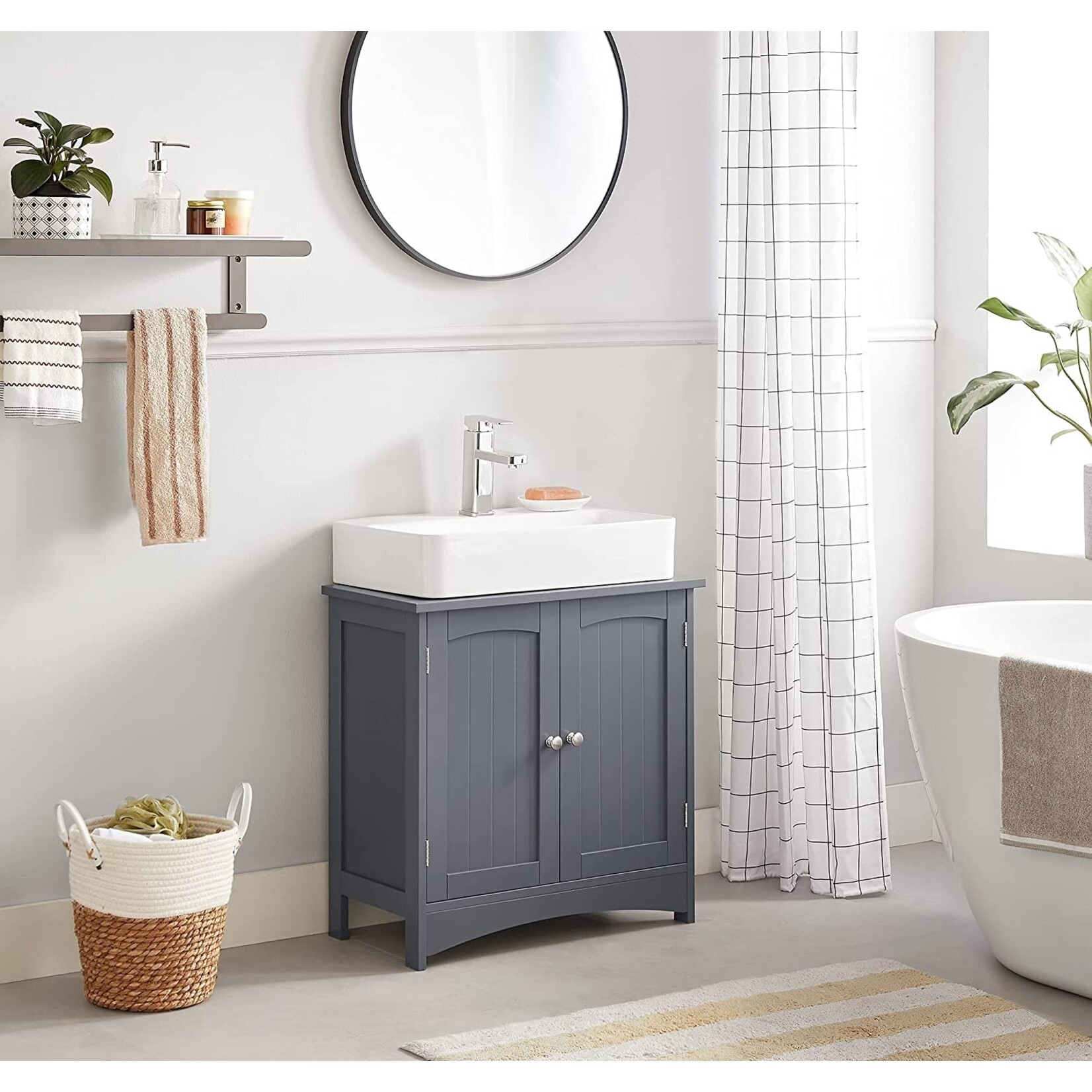 Parya Home Parya Home - Bathroom cabinet - Vanity unit - 2 Doors - Wood - Grey