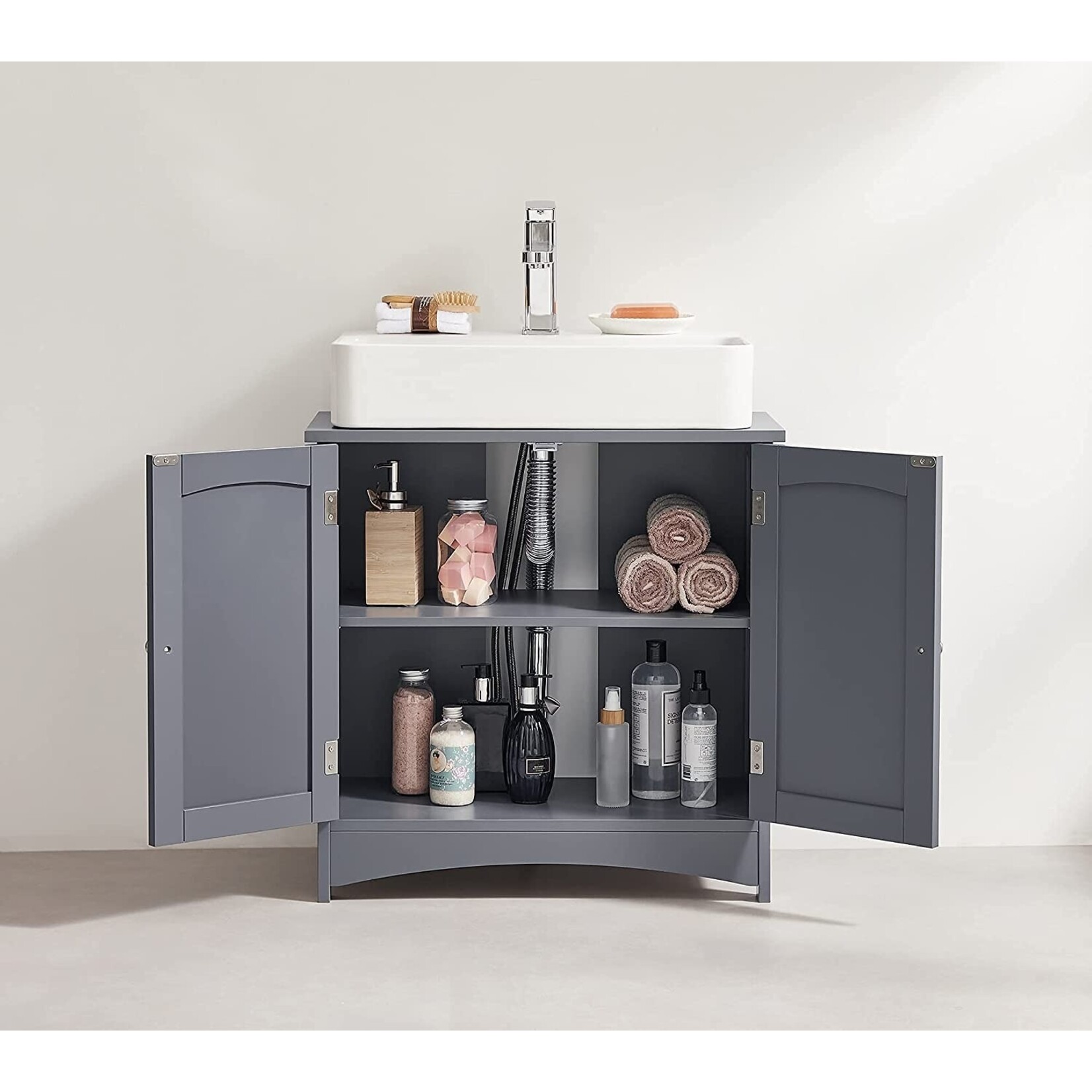 Parya Home Parya Home - Bathroom cabinet - Vanity unit - 2 Doors - Wood - Grey