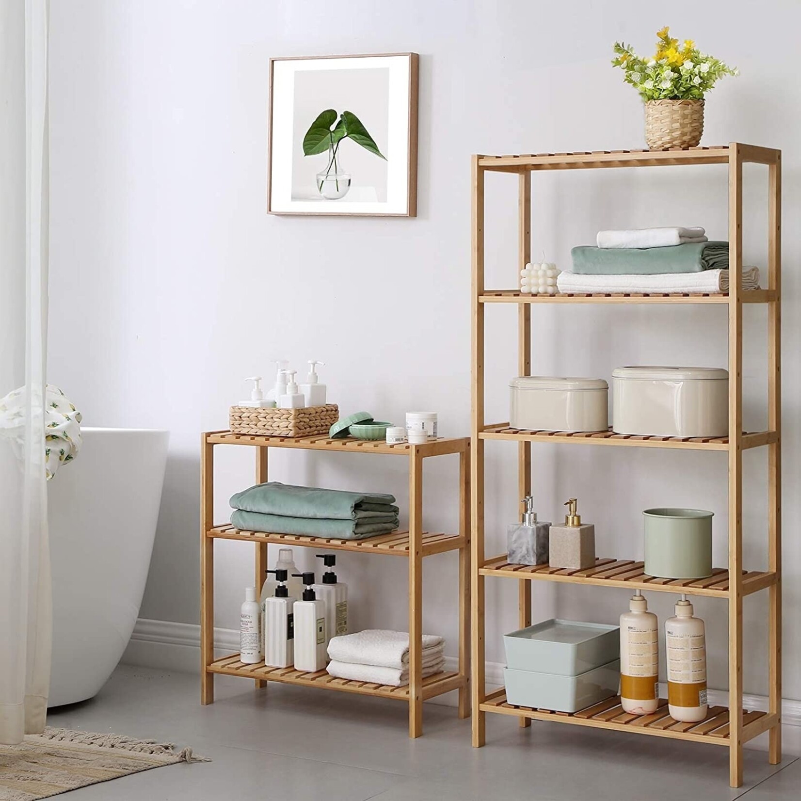 Parya Home - Bamboo Bathroom Rack - 3-Tier Bathroom Cabinet - Natural