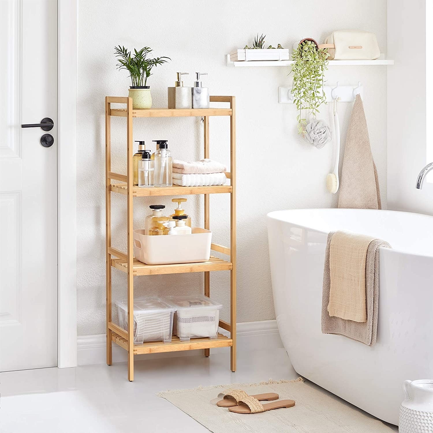 Parya Home - Bamboo Bathroom Rack - Cabinet - 4 shelves - Natural ...