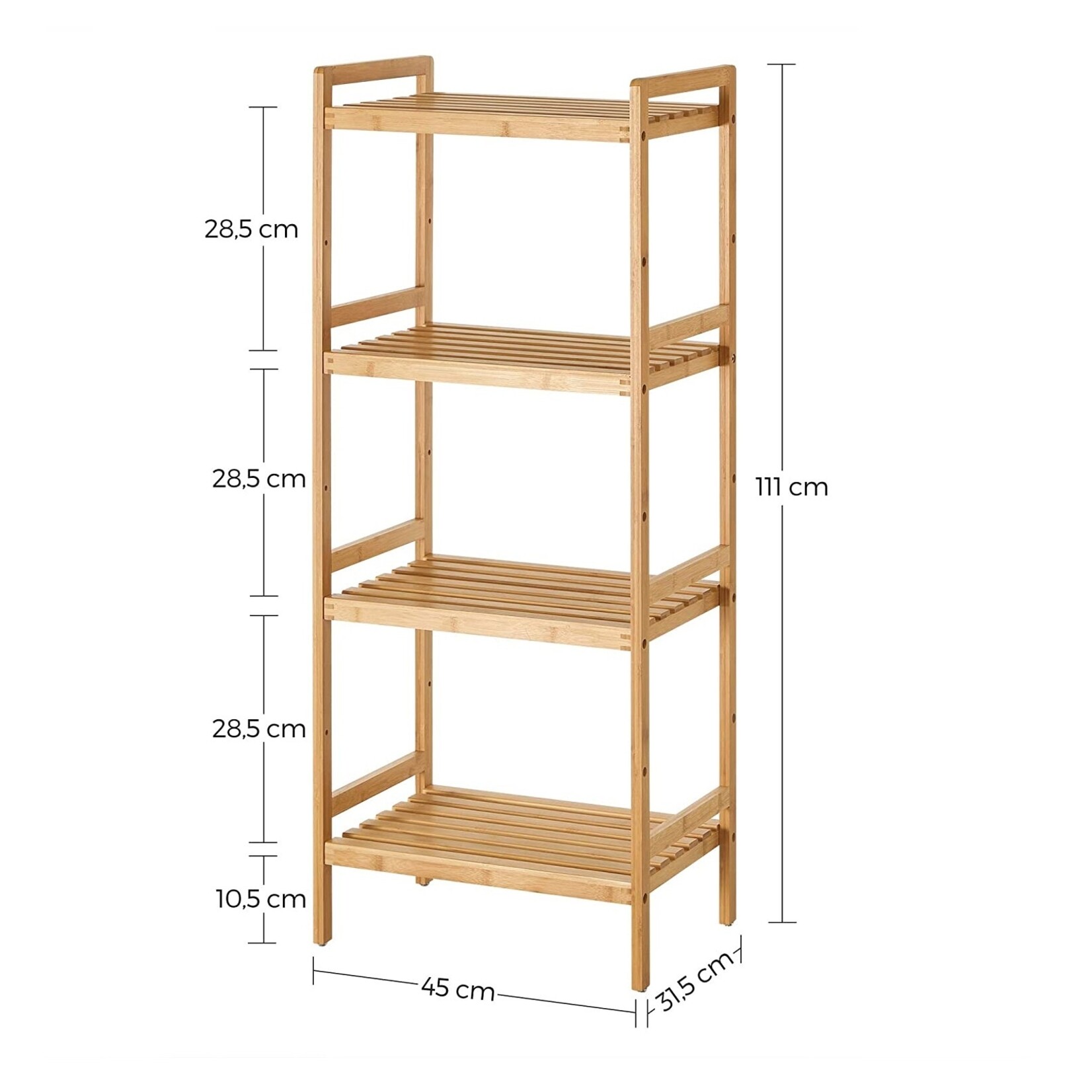 Parya Home - Bamboo Bathroom Rack - Cabinet - 4 shelves - Natural