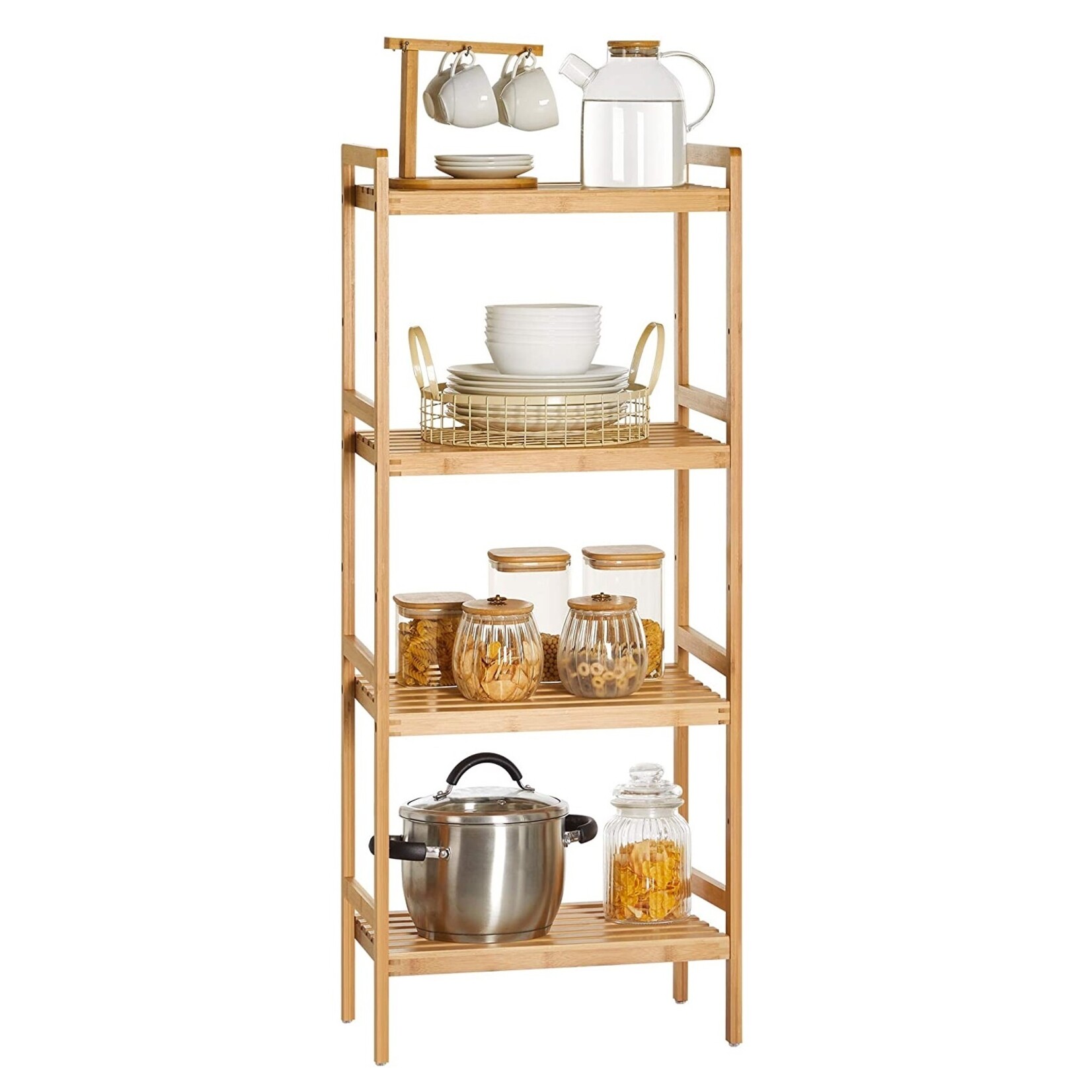 Parya Home - Bamboo Bathroom Rack - Cabinet - 4 shelves - Natural