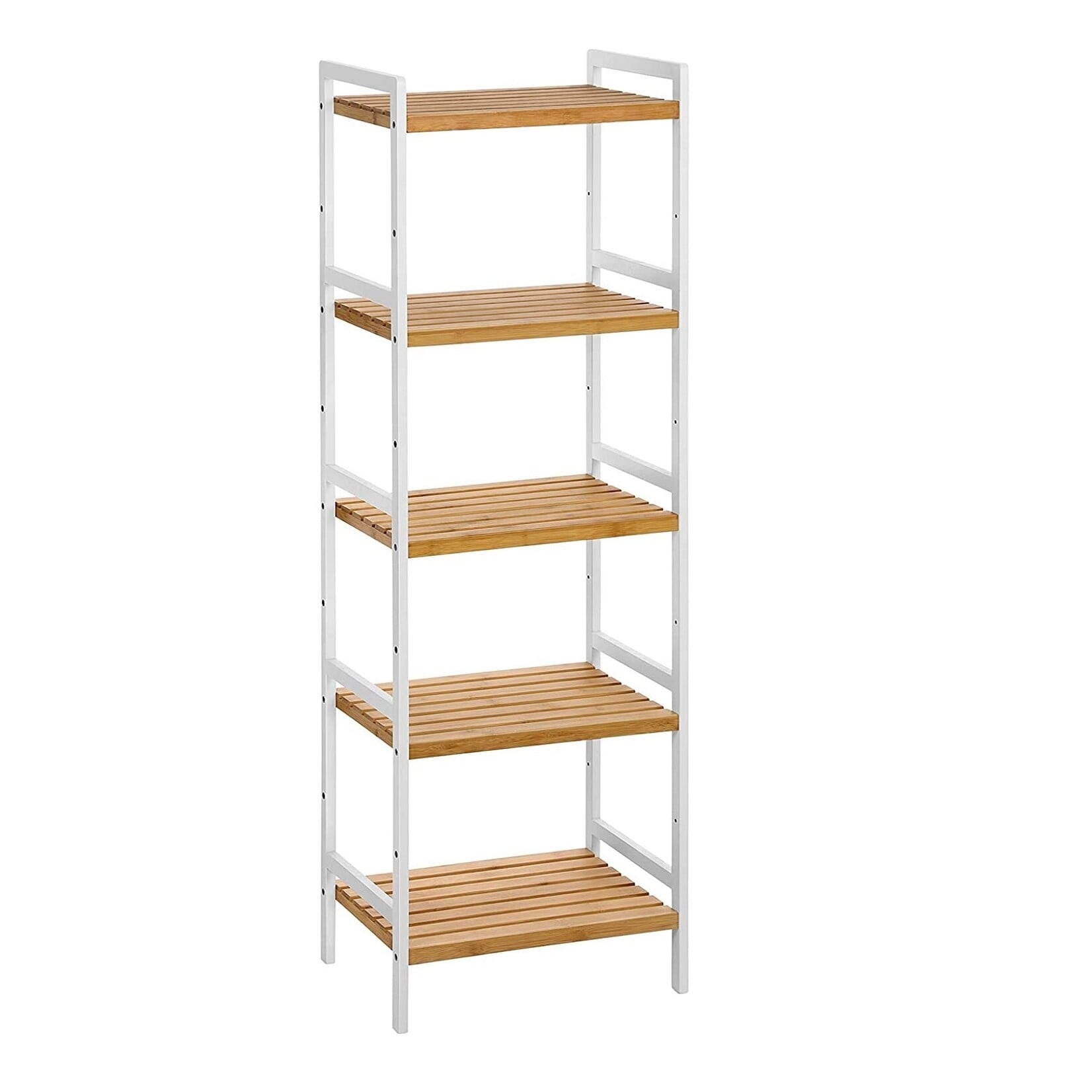 Parya Home - Bamboo bathroom rack - 5 shelves - Natural - White