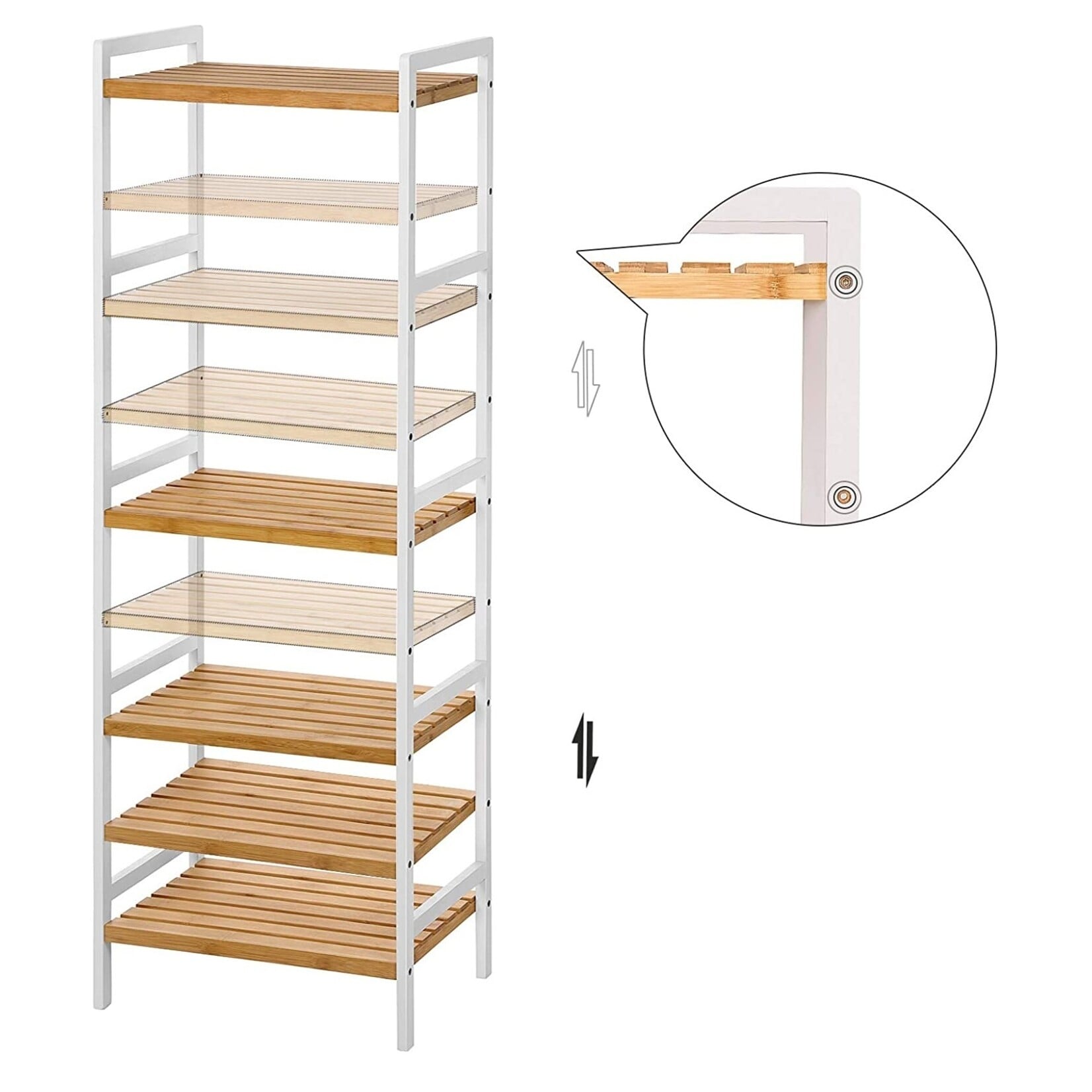 Parya Home - Bamboo bathroom rack - 5 shelves - Natural - White