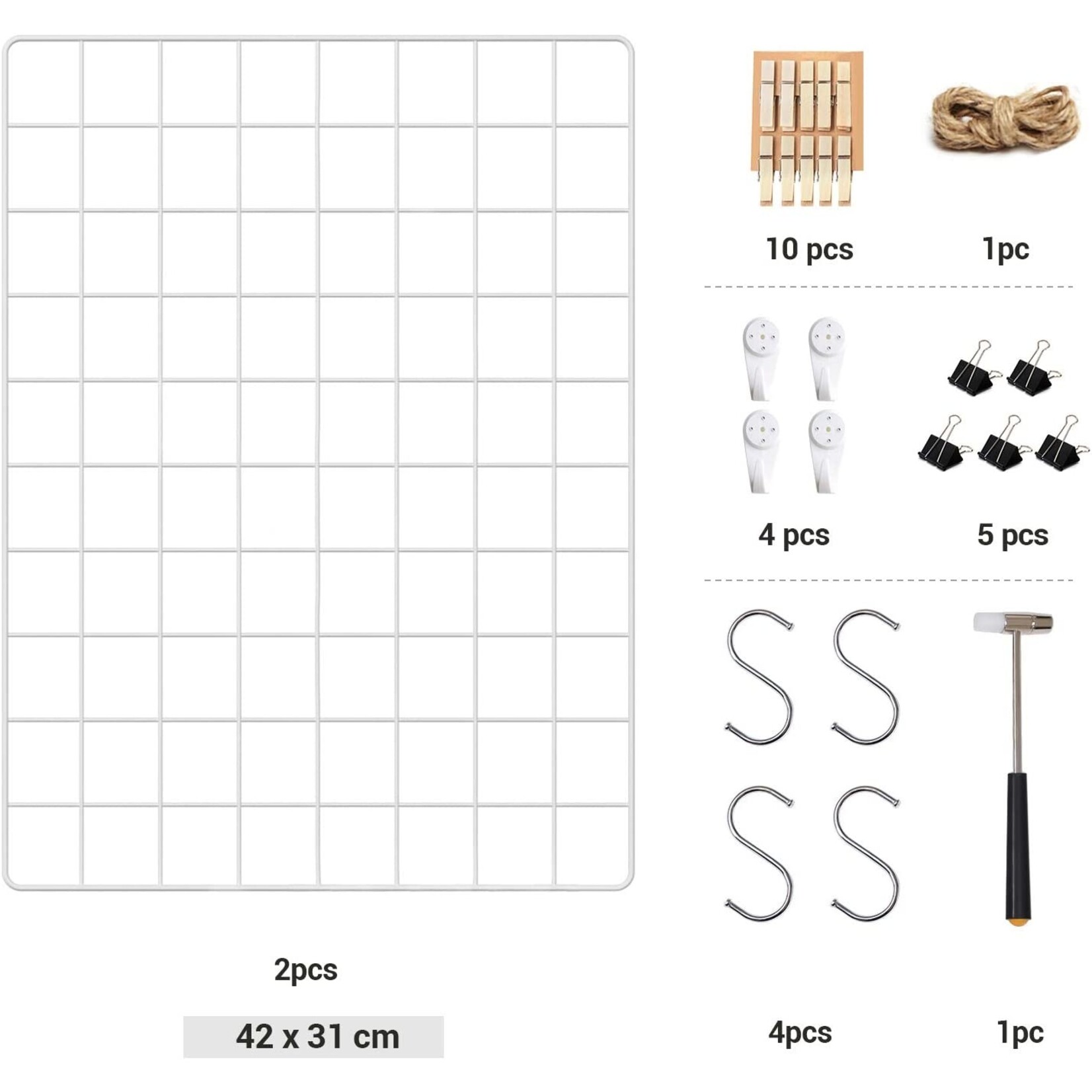 Parya Home Parya Home set van 2 ijzeren roosters - fotowand - wit