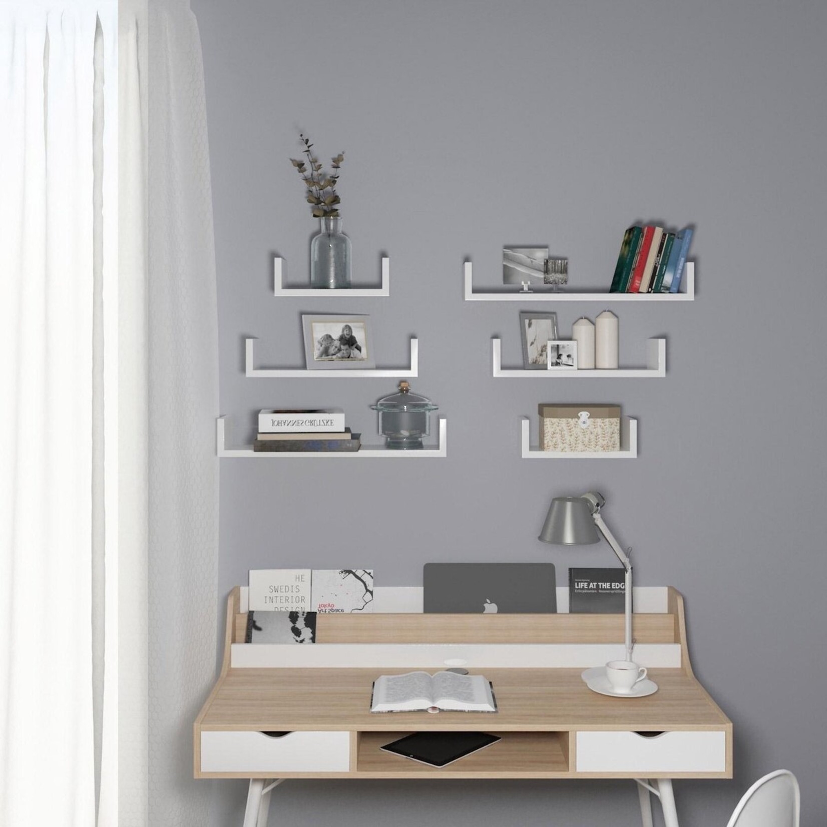 Parya Home Parya Home - wall shelf set of 3 floating shelves, MDF wood, depth 15 cm