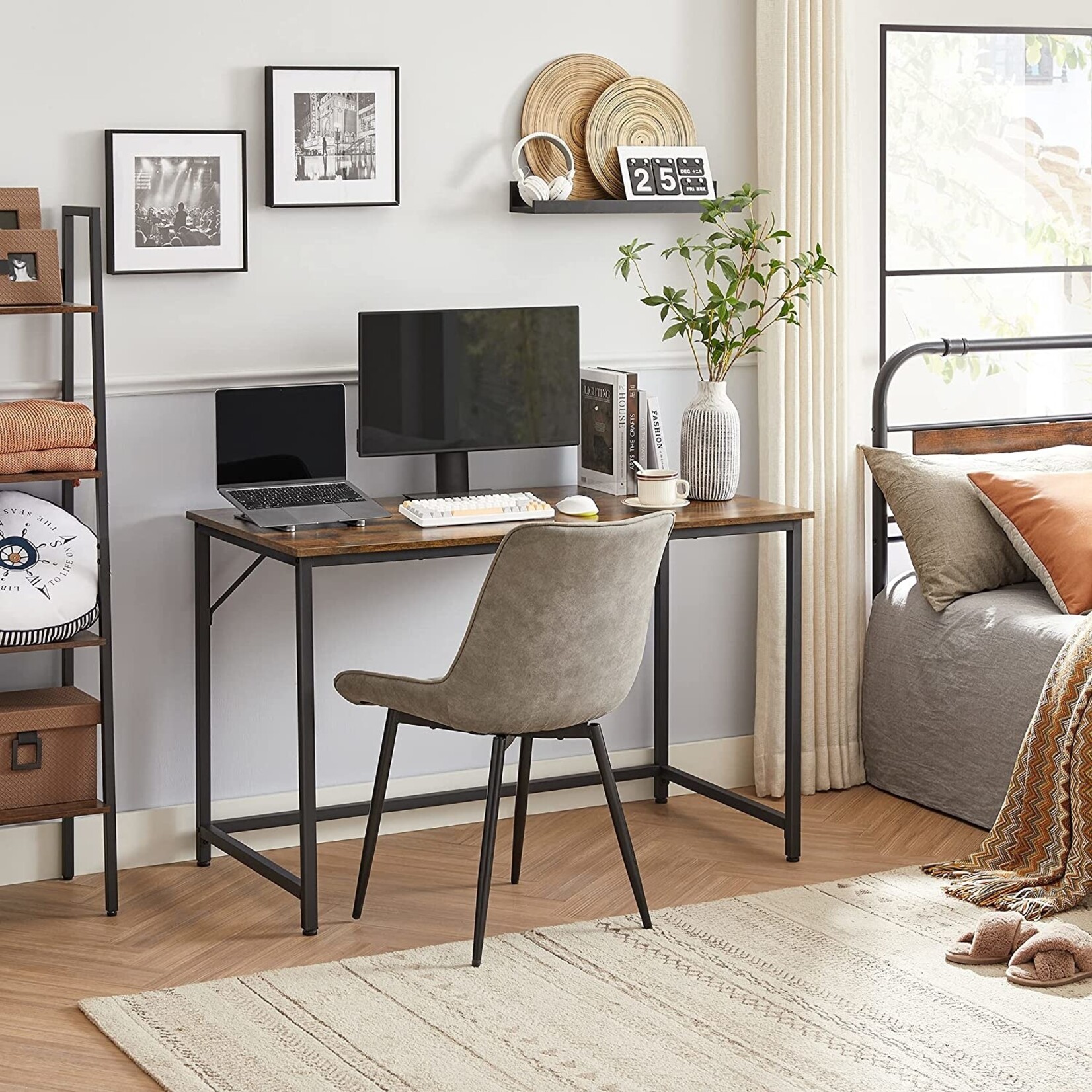 Parya Home - Computer desk - Brown-black - 120 x 60 x 75 cm