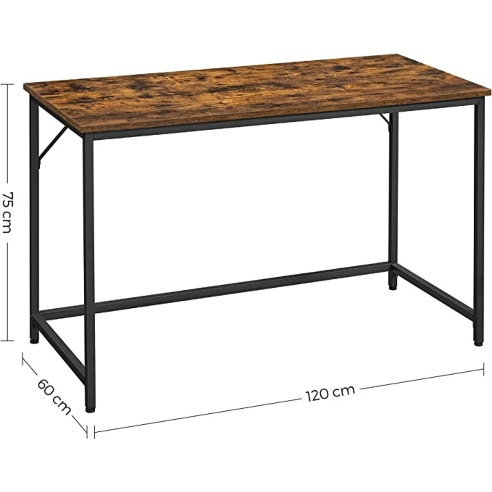 Parya Home - Computer desk - Brown-black - 120 x 60 x 75 cm
