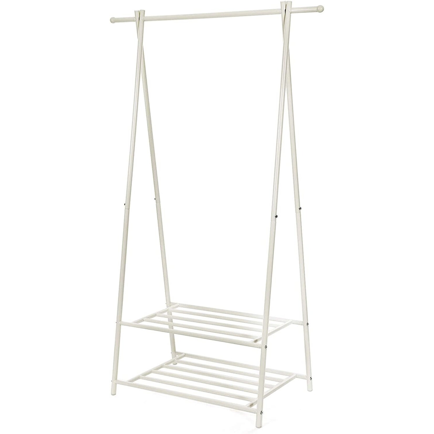 Parya Home Parya Home - Kledingrek - Kledingstandaard Met Schoenenrek - Wit - 83 x 41,5 x 6,4 cm