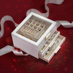 Parya Home Parya Home - Juwelendoos met glazen deksel - juwelendoos met 3 niveaus -  juwelendoos met 2 lades - Juwelenopslag