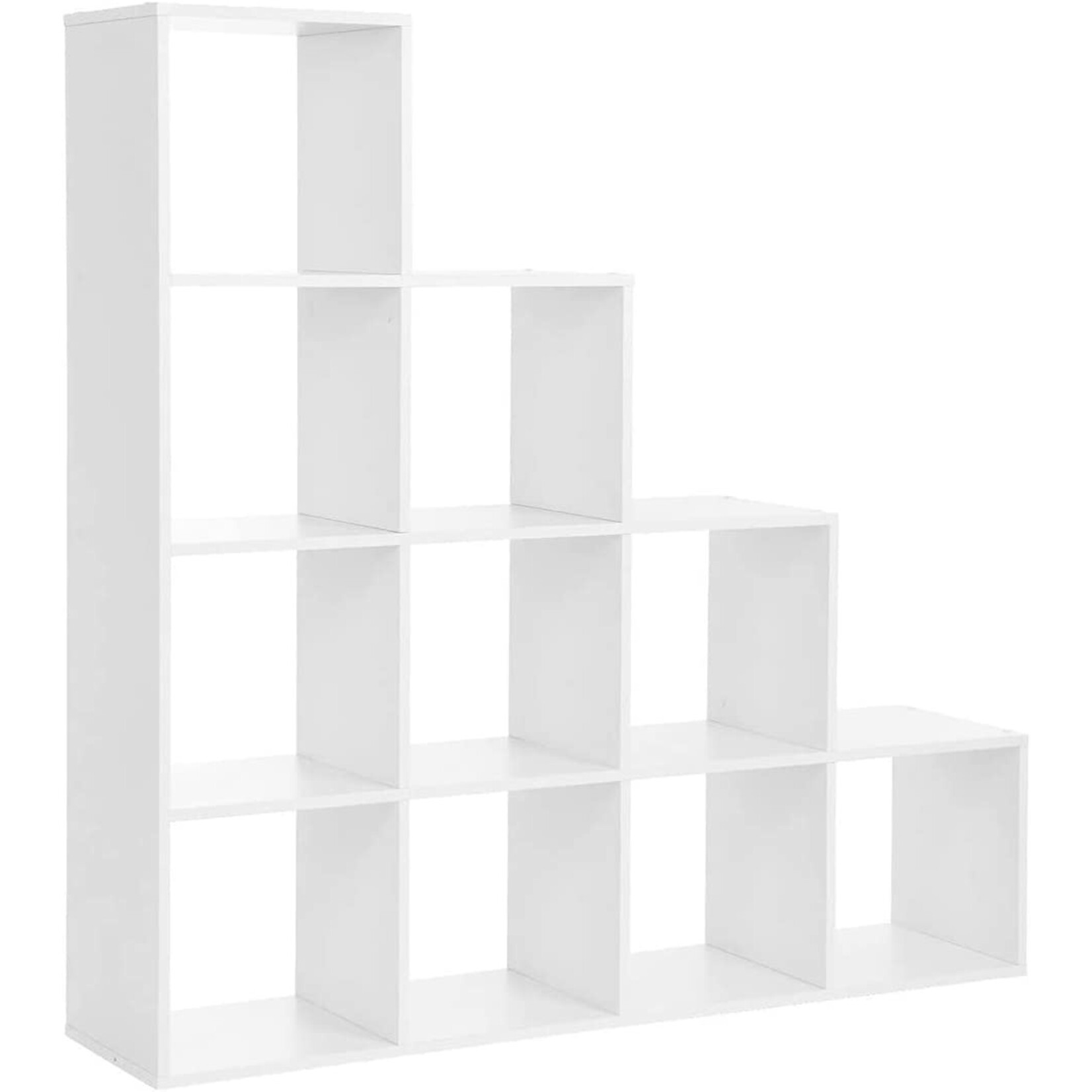 Parya Home Boekenkast, designkast, 10 kubusvakken, tentoonstellingsrek van hout, vrijstaand rek, ruimteverdeler, wit