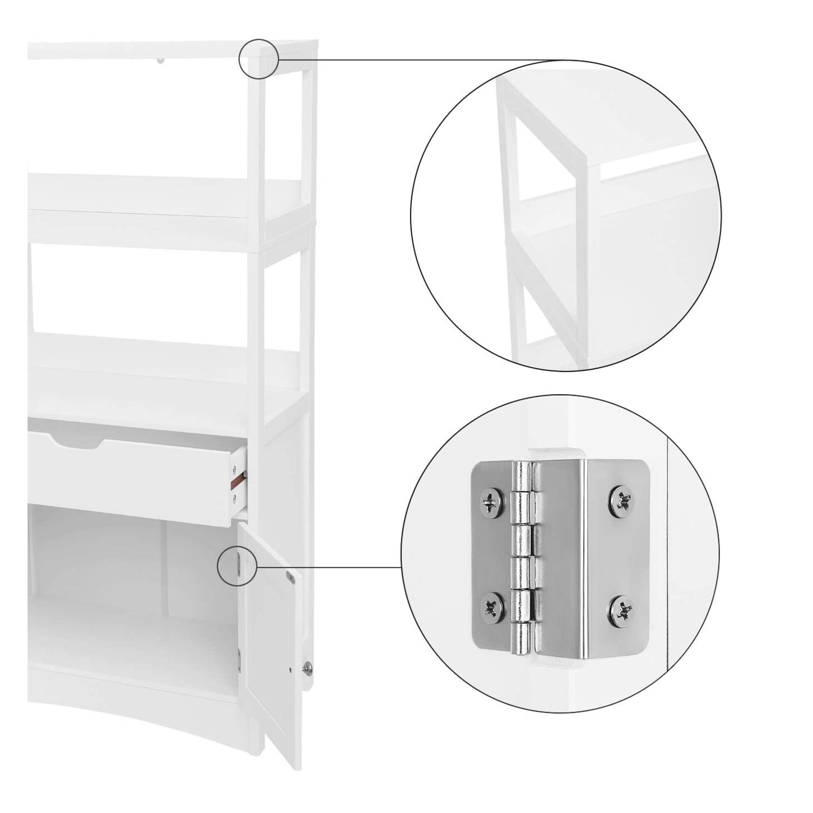 Parya Home - Badkamermeubel - Badkamerkast - 2 Planken - 1 Lade - 2 Deuren - Hout - Wit