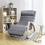 Rocking chair - Relax chair - Adjustable 5 positions - Linen - Grey