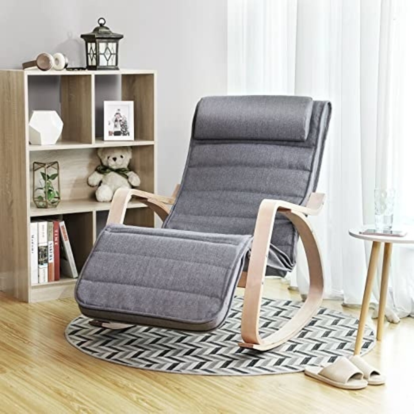 Parya Home Rocking chair - Relax chair - Adjustable 5 positions - Linen - Grey