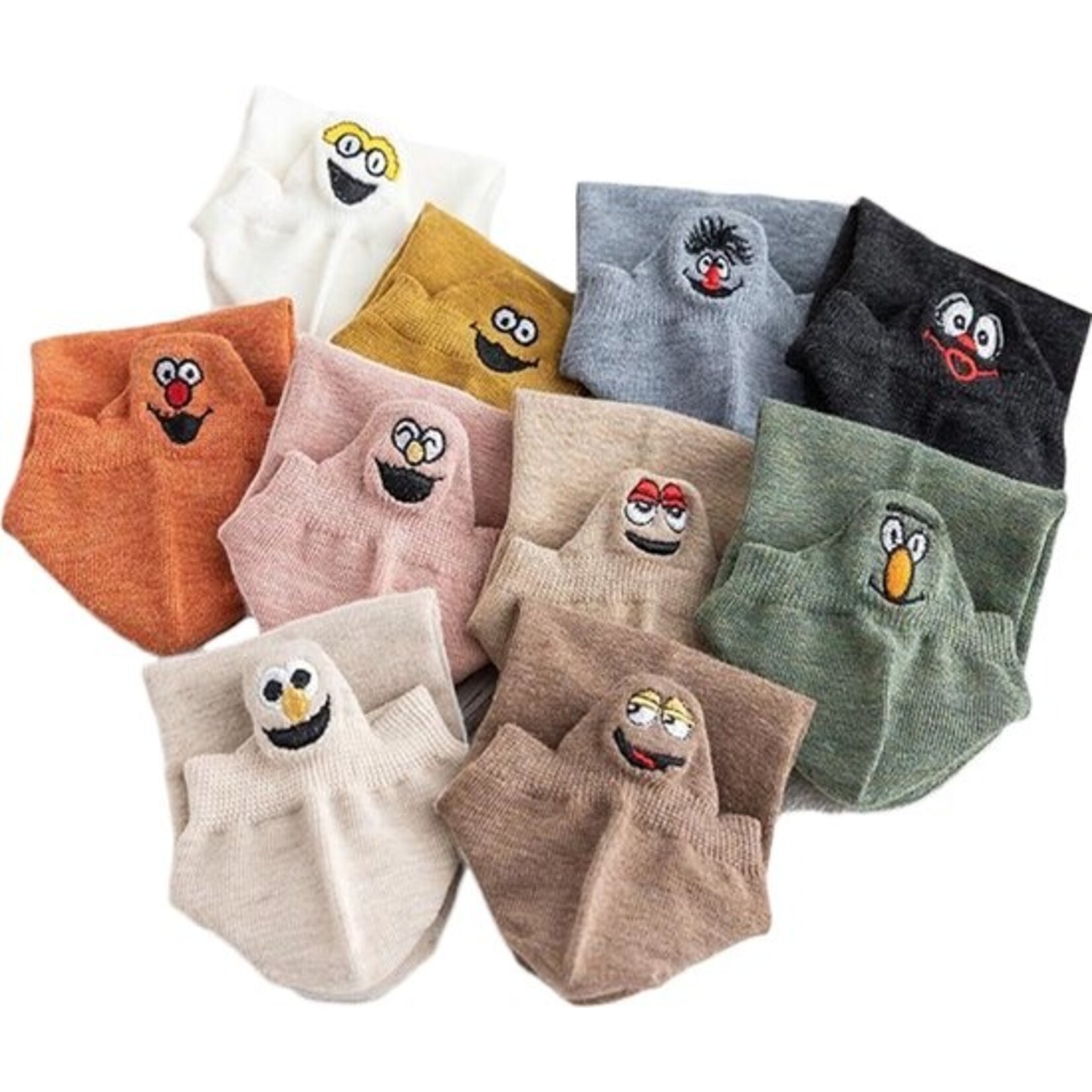 Parya Smiling Socks® 10-Pack - Leuke sokken - Vrouw/Man - Maat 35-43 - Grappige sokken - Katoen - Cadeau voor haar - Antislip sokken - One size sokken