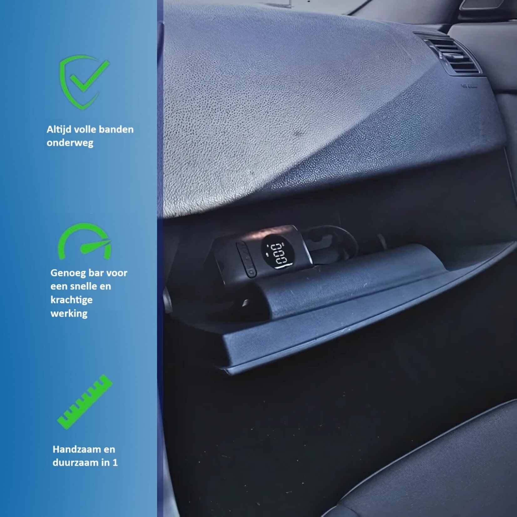 Dutch Wanted Dutch Wanted Electric Bicycle Pump - Wireless Compressor Tire Pump - Portable Air Compressor - Car - Scooter - Motorcycle - Racing Bike - LED Flashlight - Battery Bicycle Pump Electric - Bicycle Pump - Wireless Bicycle Pumps - USB Rechargeable - Festival