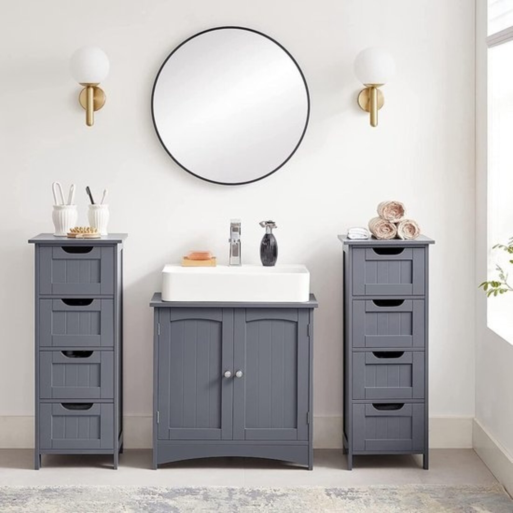 Bobbel Home Parya Home - Narrow chest of drawers - 4 drawers - Wood - Grey