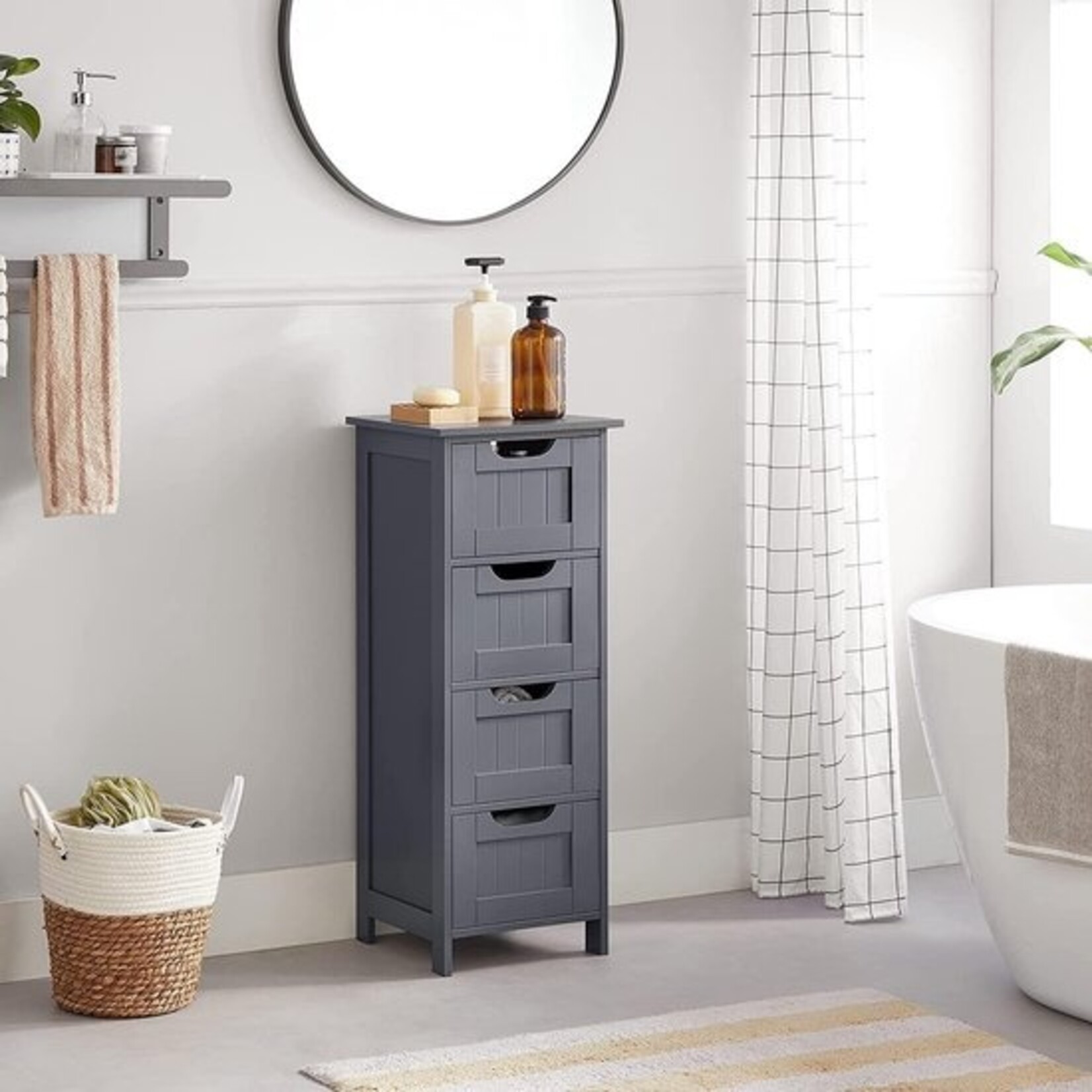 Bobbel Home Parya Home - Narrow chest of drawers - 4 drawers - Wood - Grey