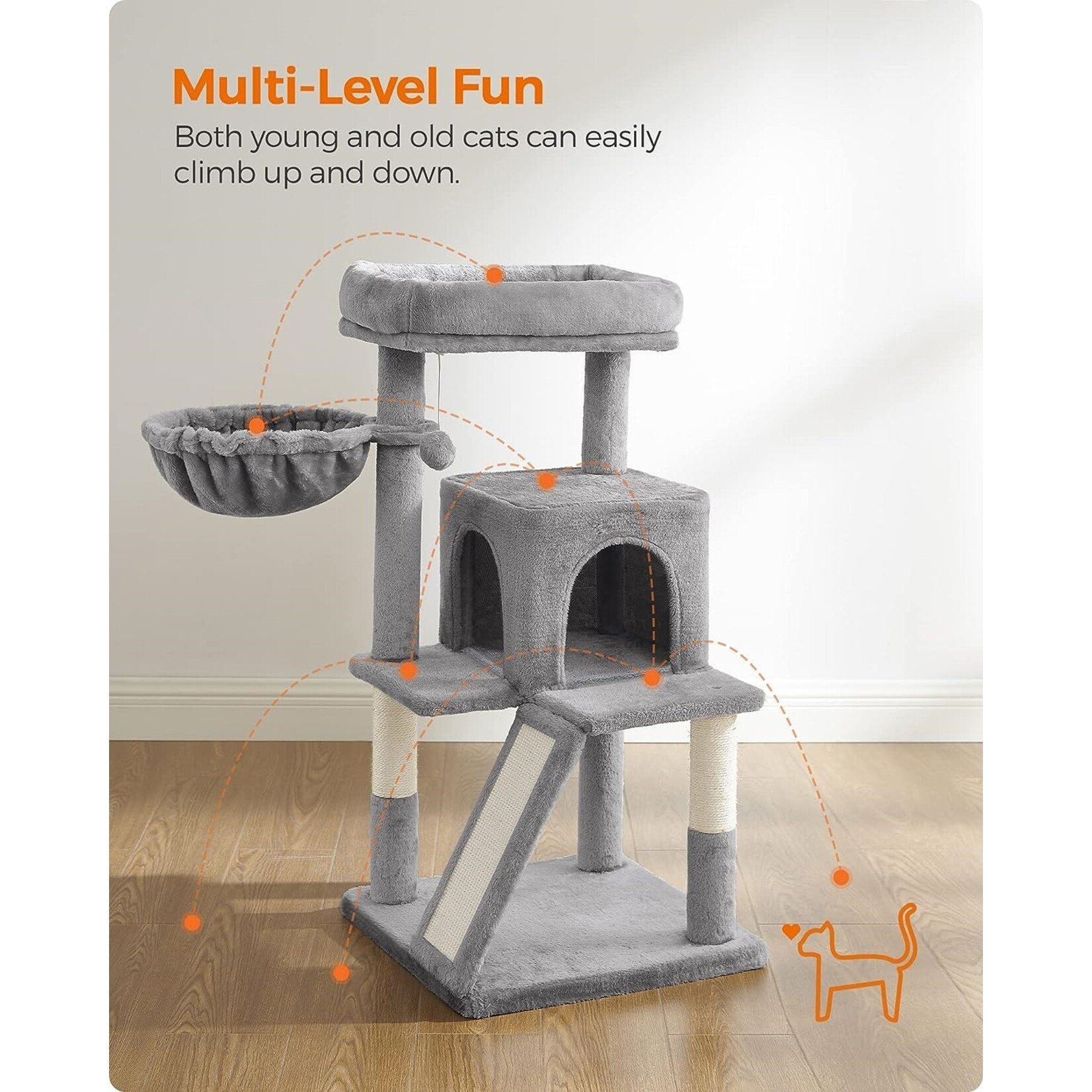 Bobbel Home Bobble Home - scratching post with large platform - light gray